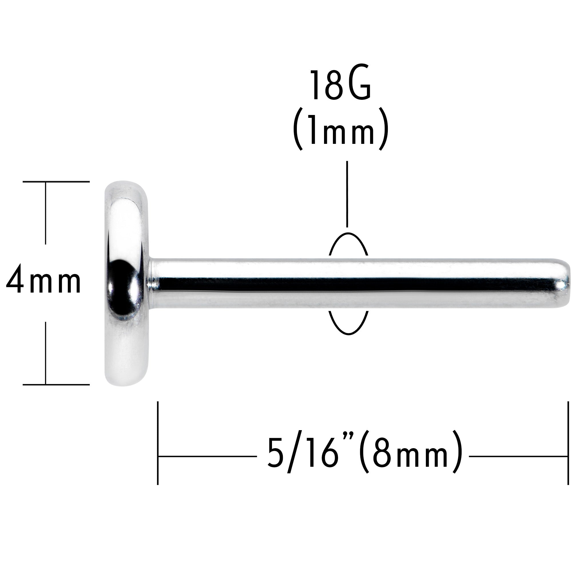 18G 5/16 G23 Titanium Threadless Post Only Labret Tragus Nose