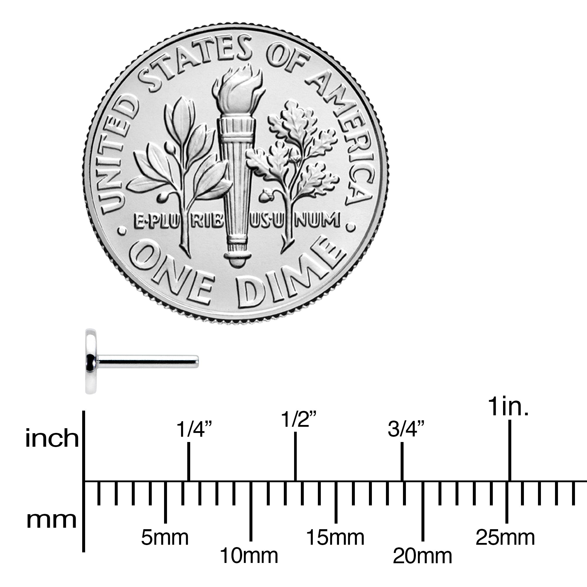 20G 1/4 G23 Titanium Threadless Post Only Labret Tragus Nose