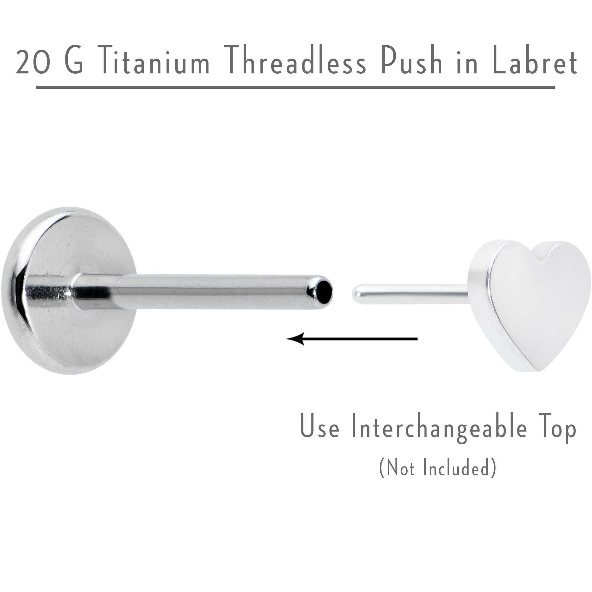 20G 5/16 G23 Titanium Threadless Post Only Labret Tragus Nose