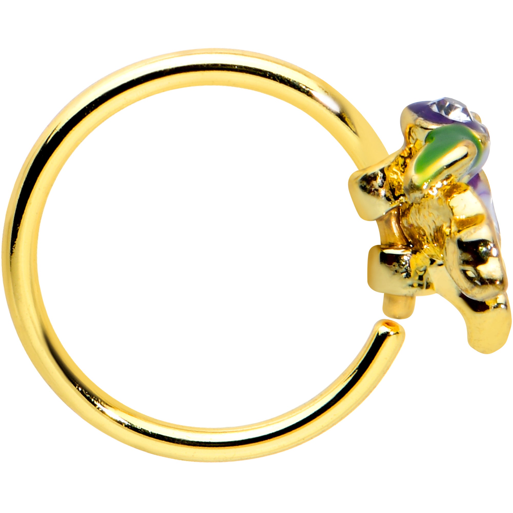 20G 5/16 Clear Gem Gold Tone Iris Flower Nose Hoop