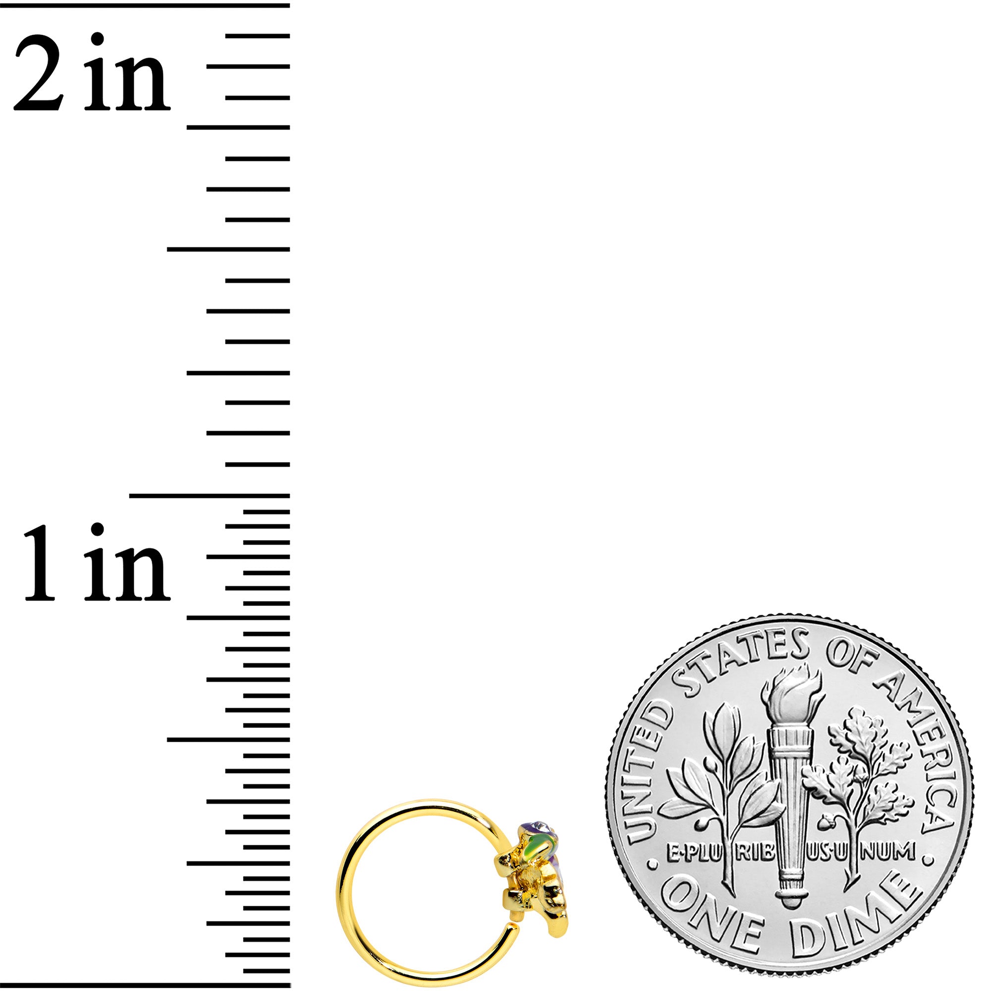 20G 5/16 Clear Gem Gold Tone Iris Flower Nose Hoop