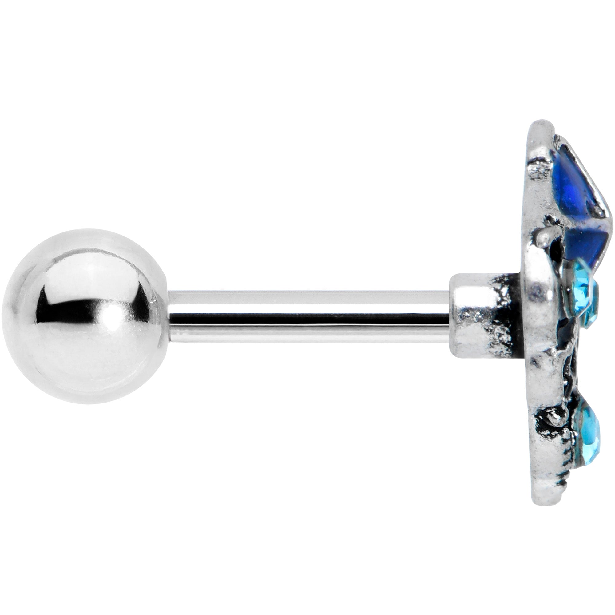 16G 1/4 Blue Gem Rococo Blue Cartilage Tragus Earring