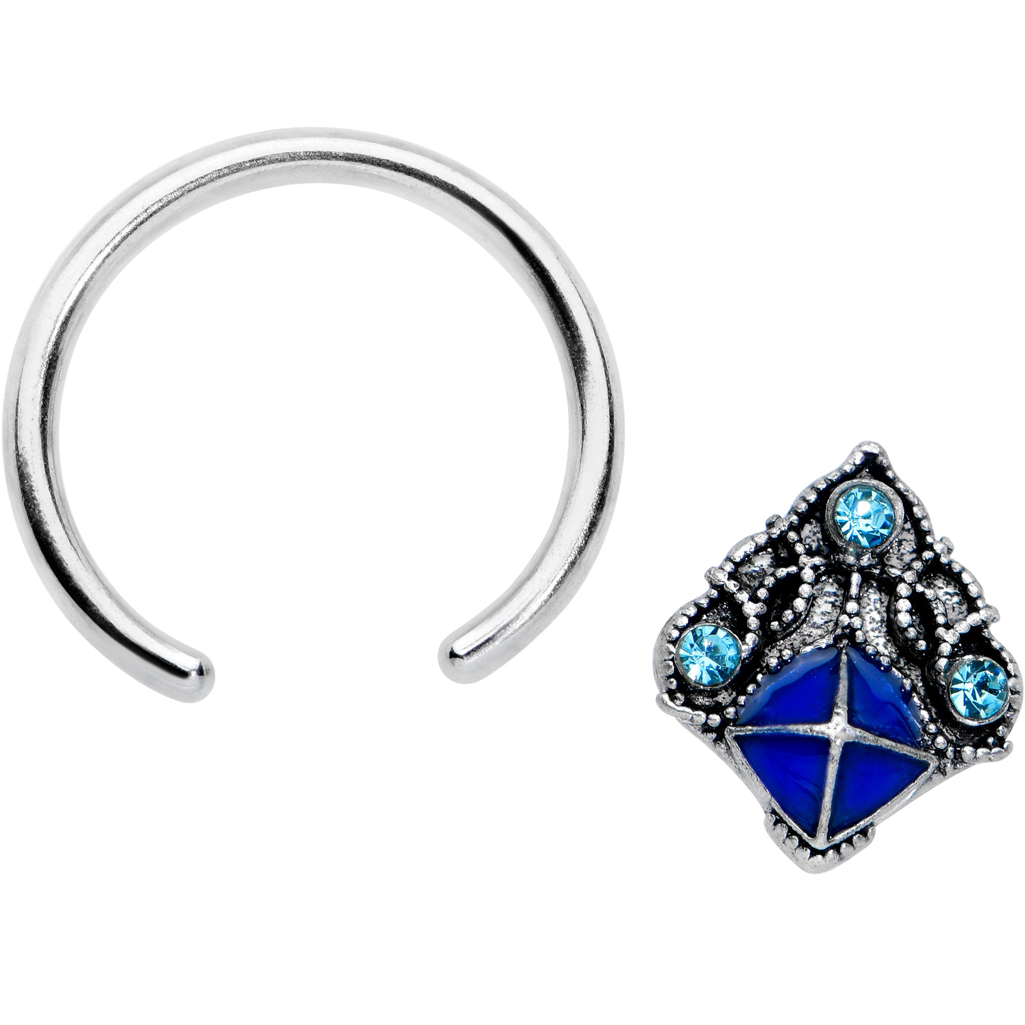 16G 3/8 Blue Gem Rococo Blue BCR Captive Ring