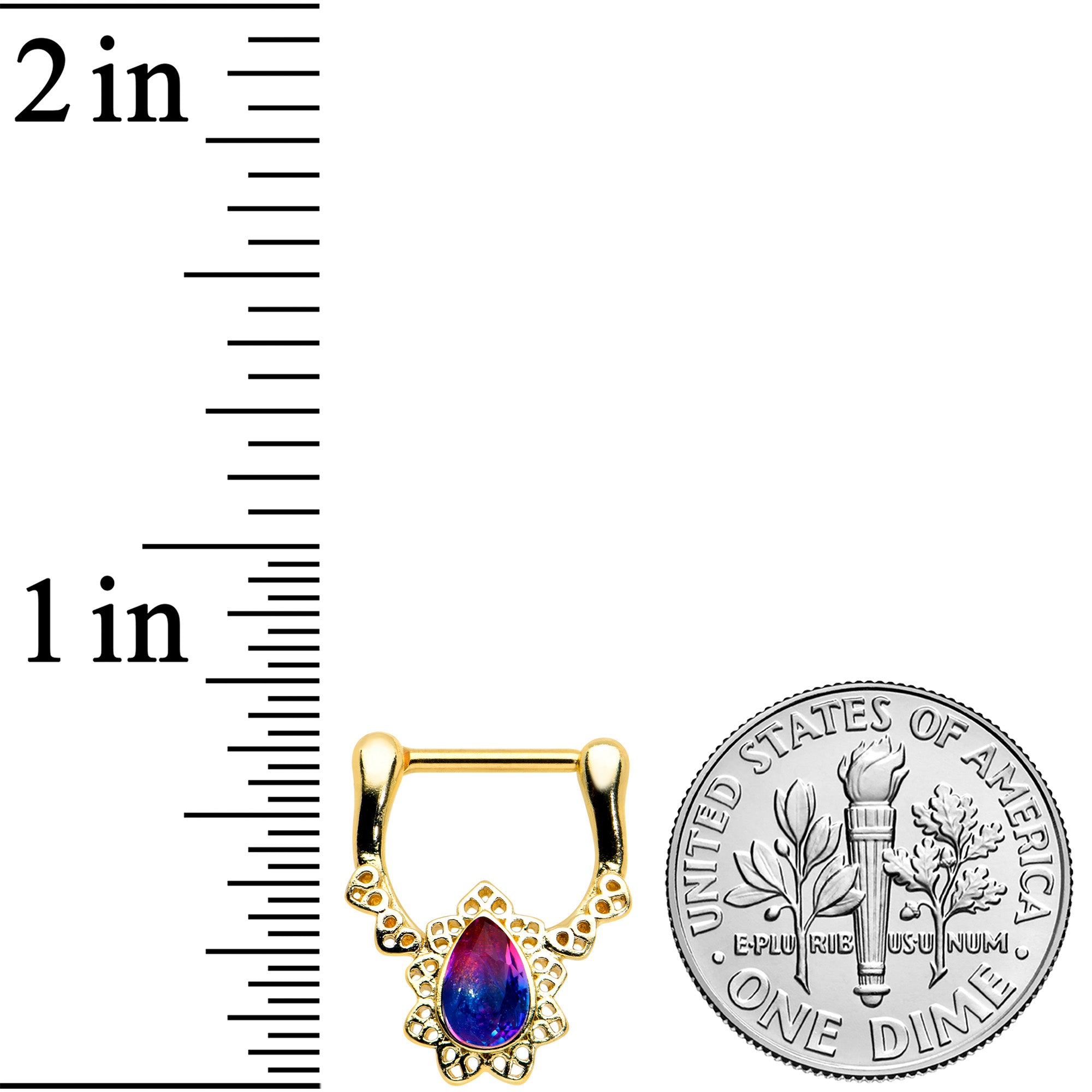 16G 5/16 Purple Tourmaline Gold Tone Lacy Cartilage Clicker