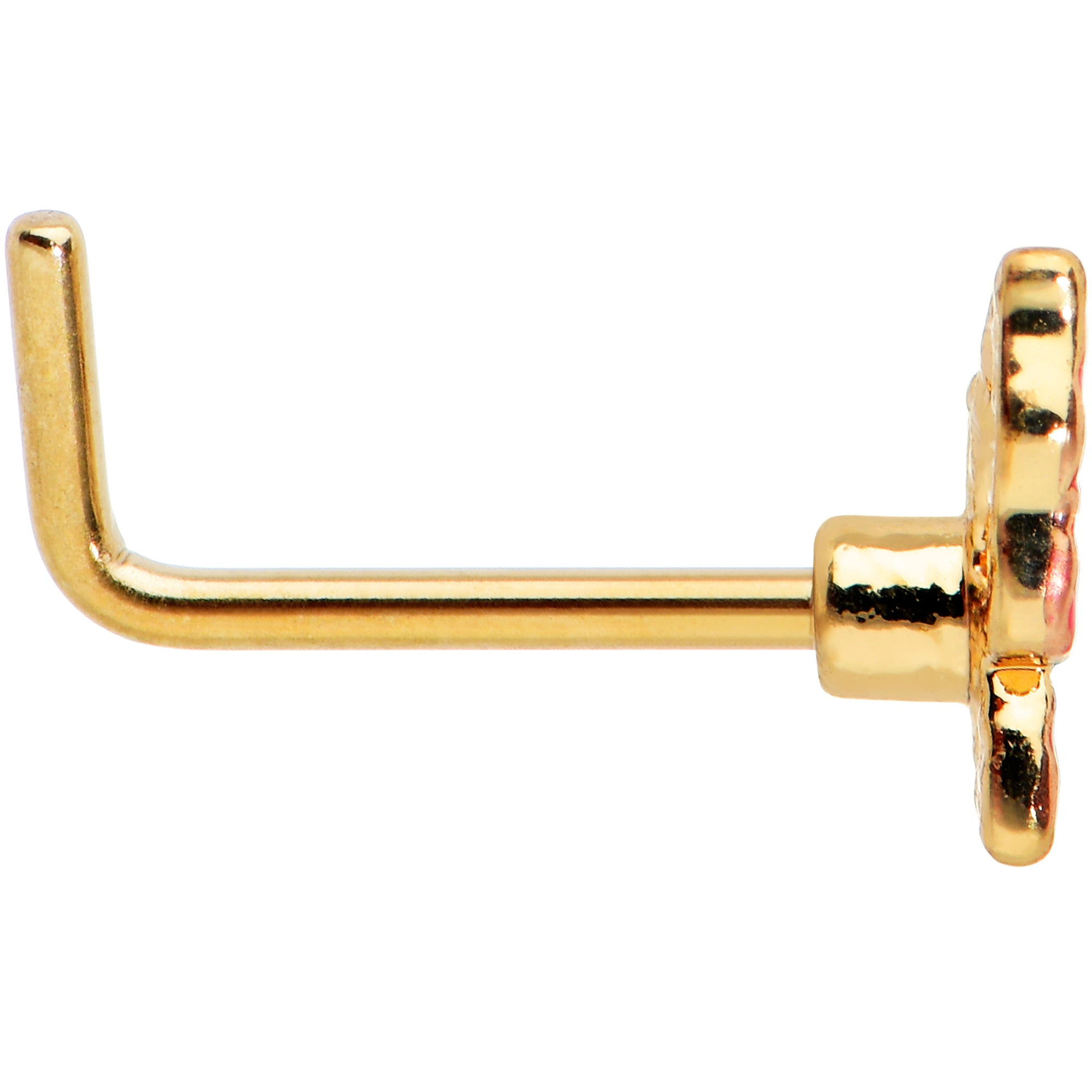 20G 7mm Gold Tone Sweet Simple Butterfly L Shape Nose Ring