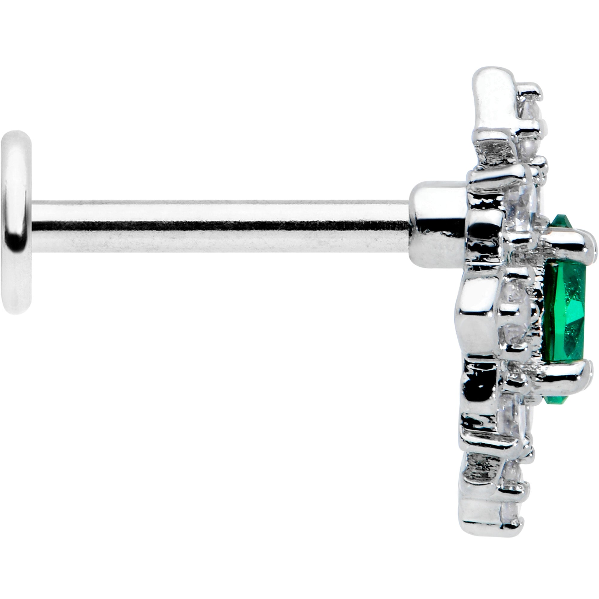 16G 5/16 Green Gem Ornate Art Deco Labret Monroe Tragus