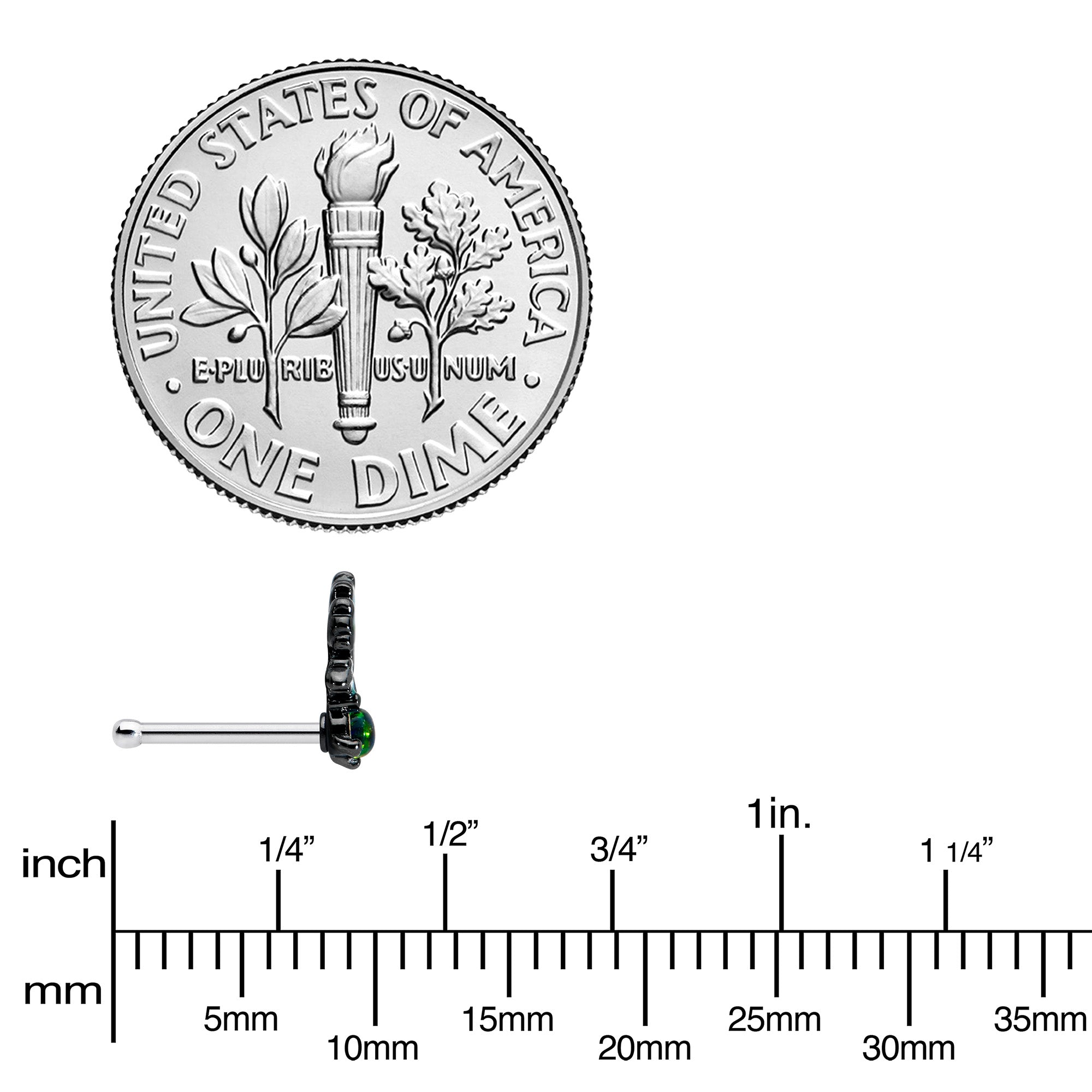 20G 1/4 Green Synthetic Opal Fall Leaf Nose Bone