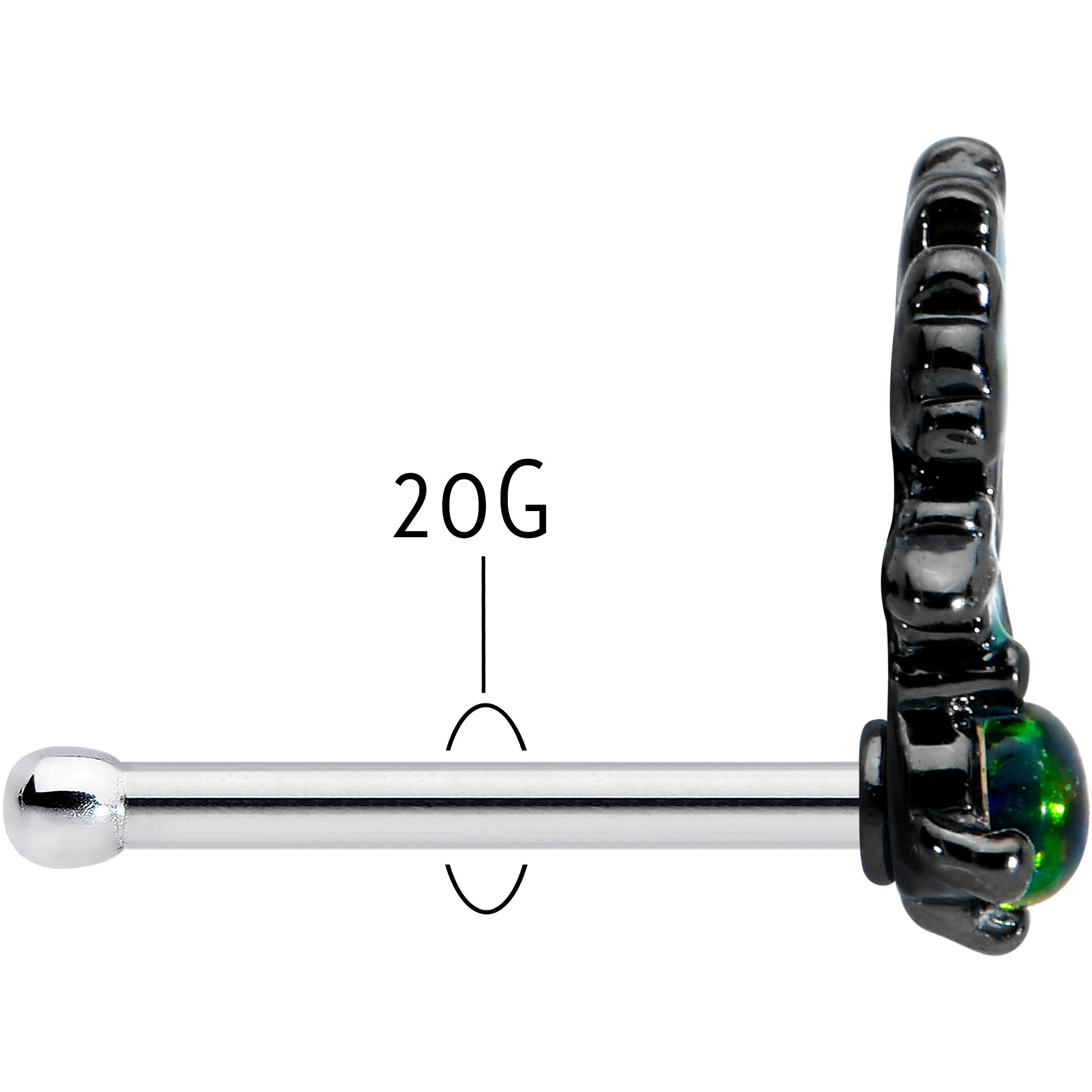 20G 1/4 Green Synthetic Opal Fall Leaf Nose Bone