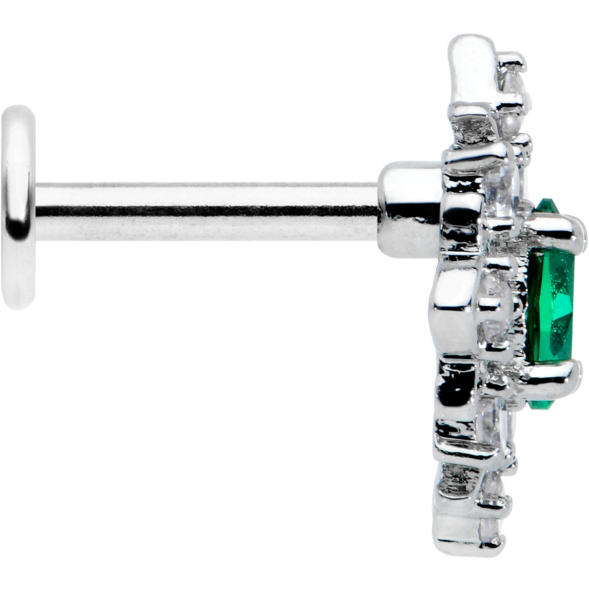 16G 1/4 Green Gem Ornate Art Deco Labret Monroe Tragus