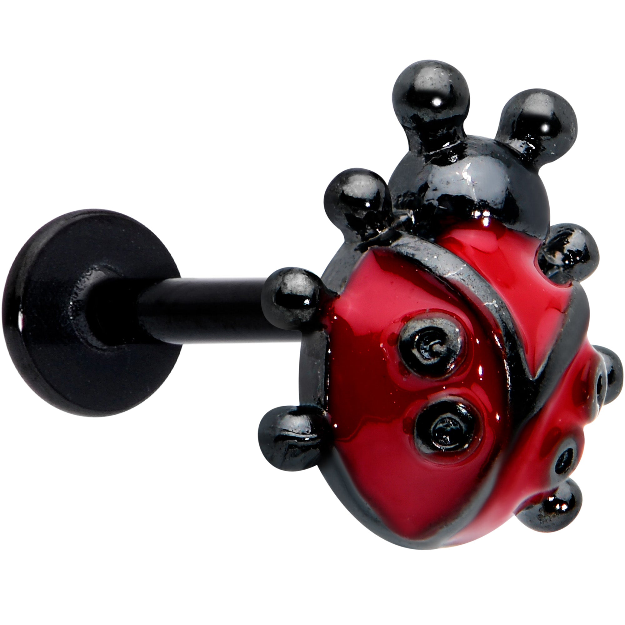 16G 5/16 Black Classic Ladybug Labret Monroe Tragus