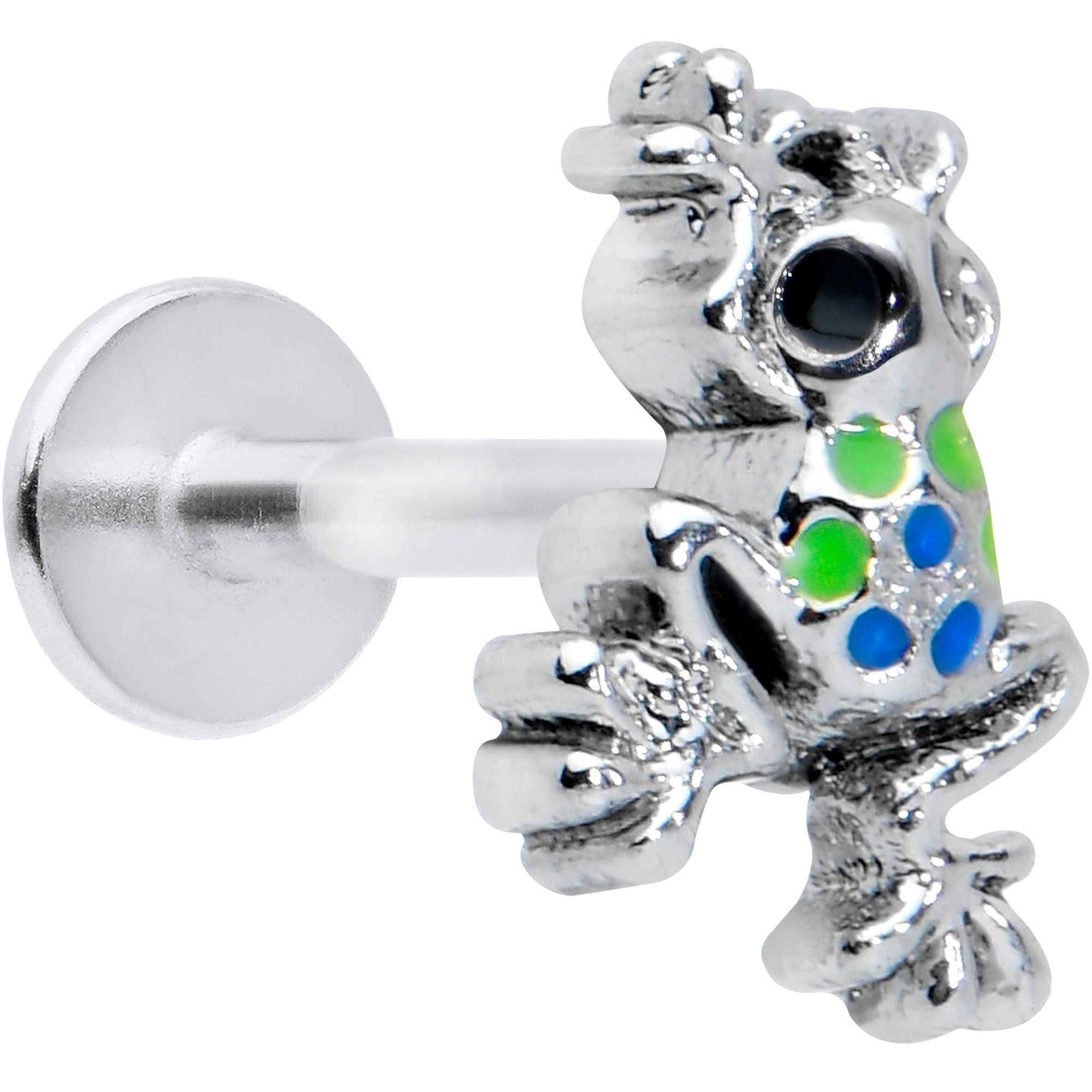 16G 5/16 Black Gem Polka Dot Blue Green Frog Labret Monroe Tragus