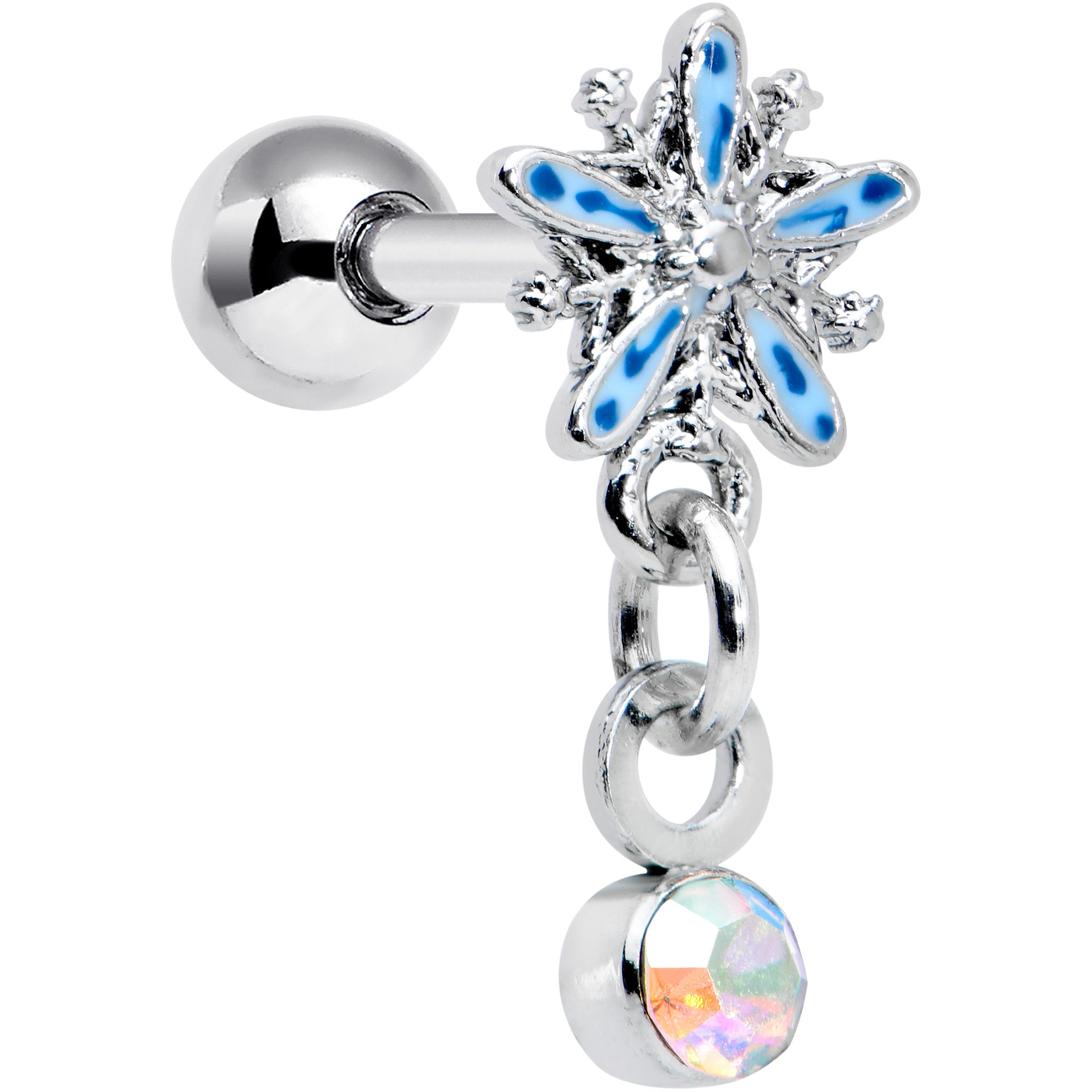 16G 1/4 Aurora Gem Snowflake Blues Christmas Cartilage Tragus