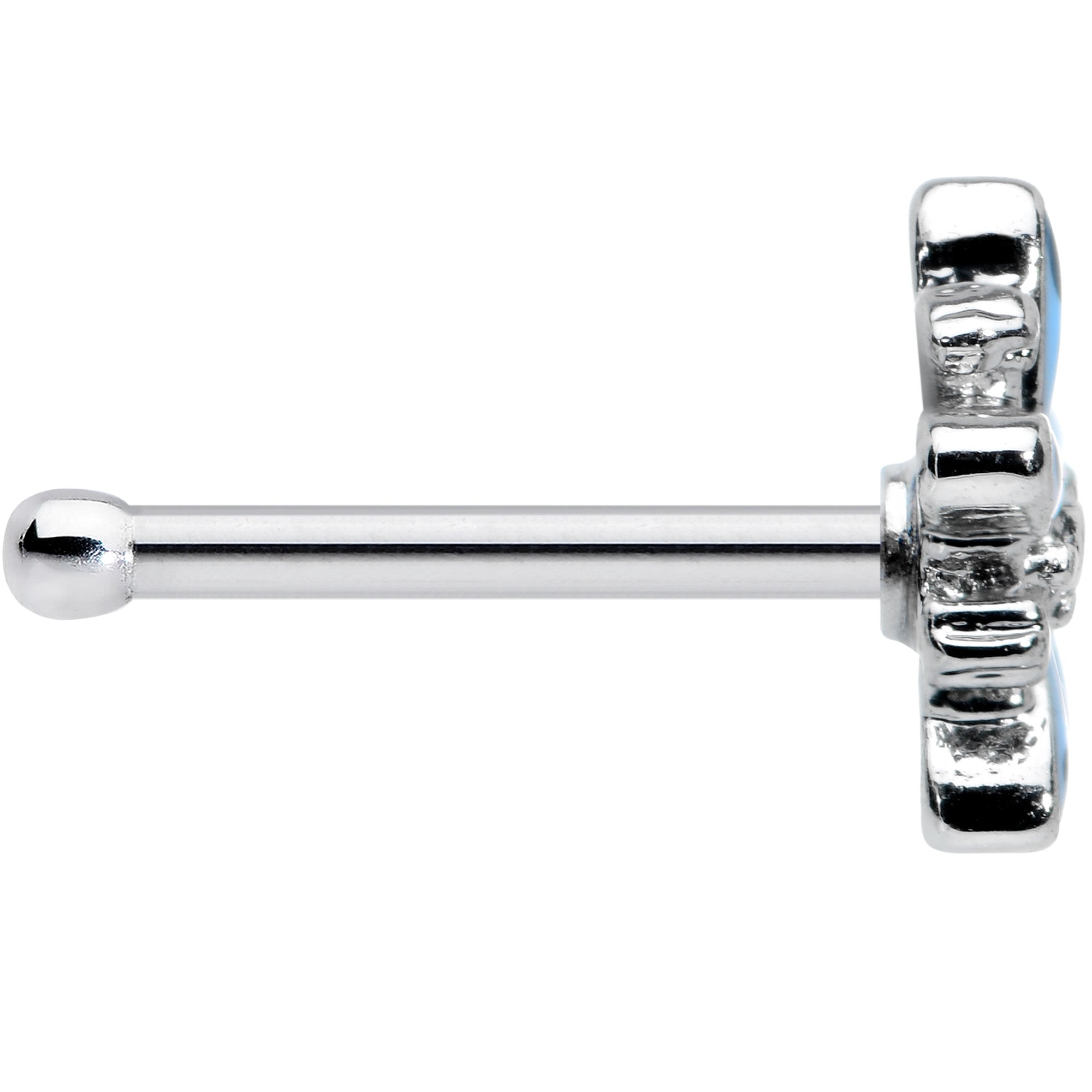 20G 7.5mm Snowflake Blues Christmas Nose Bone