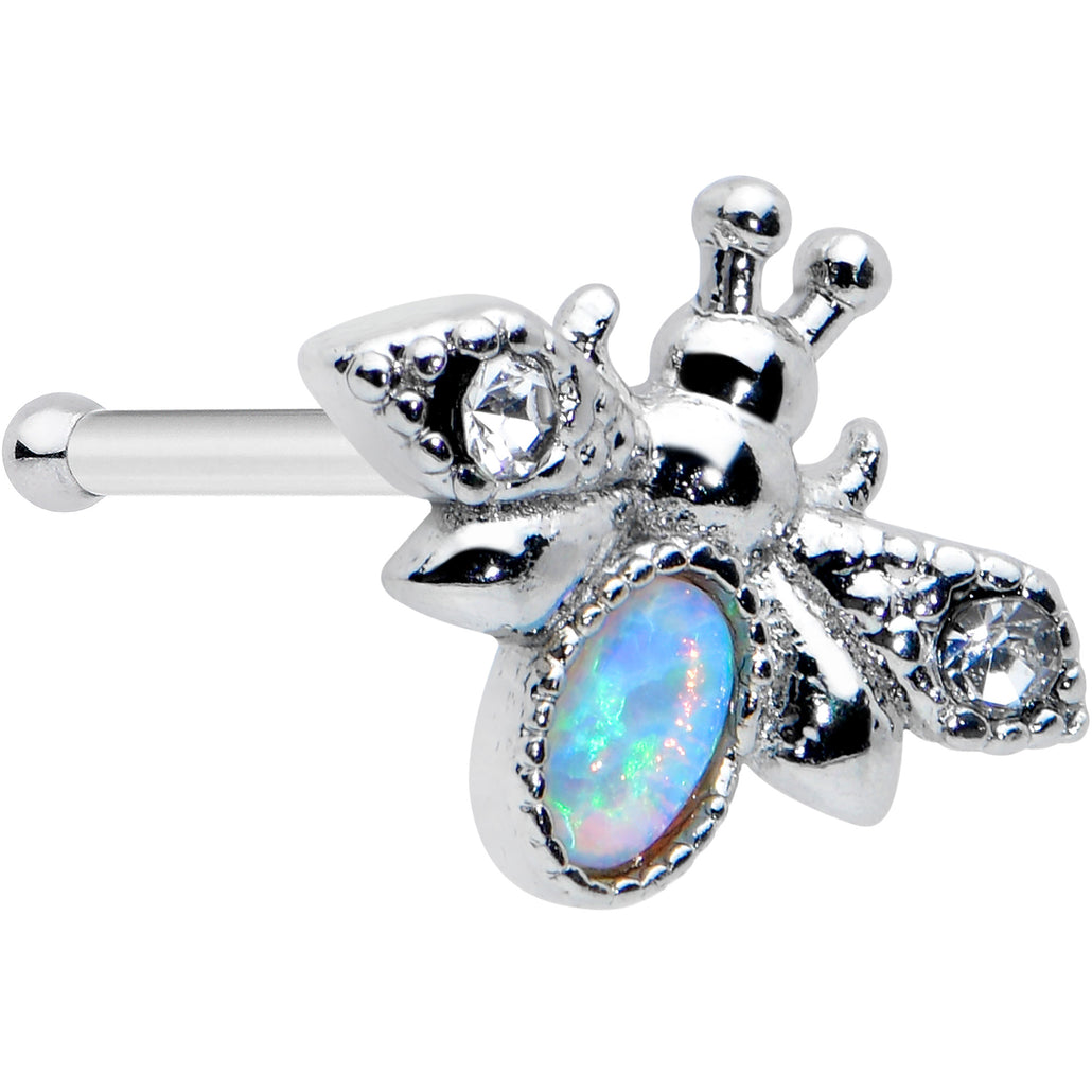 20 Gauge 1/4 White Synthetic Opal Insect Nose Bone