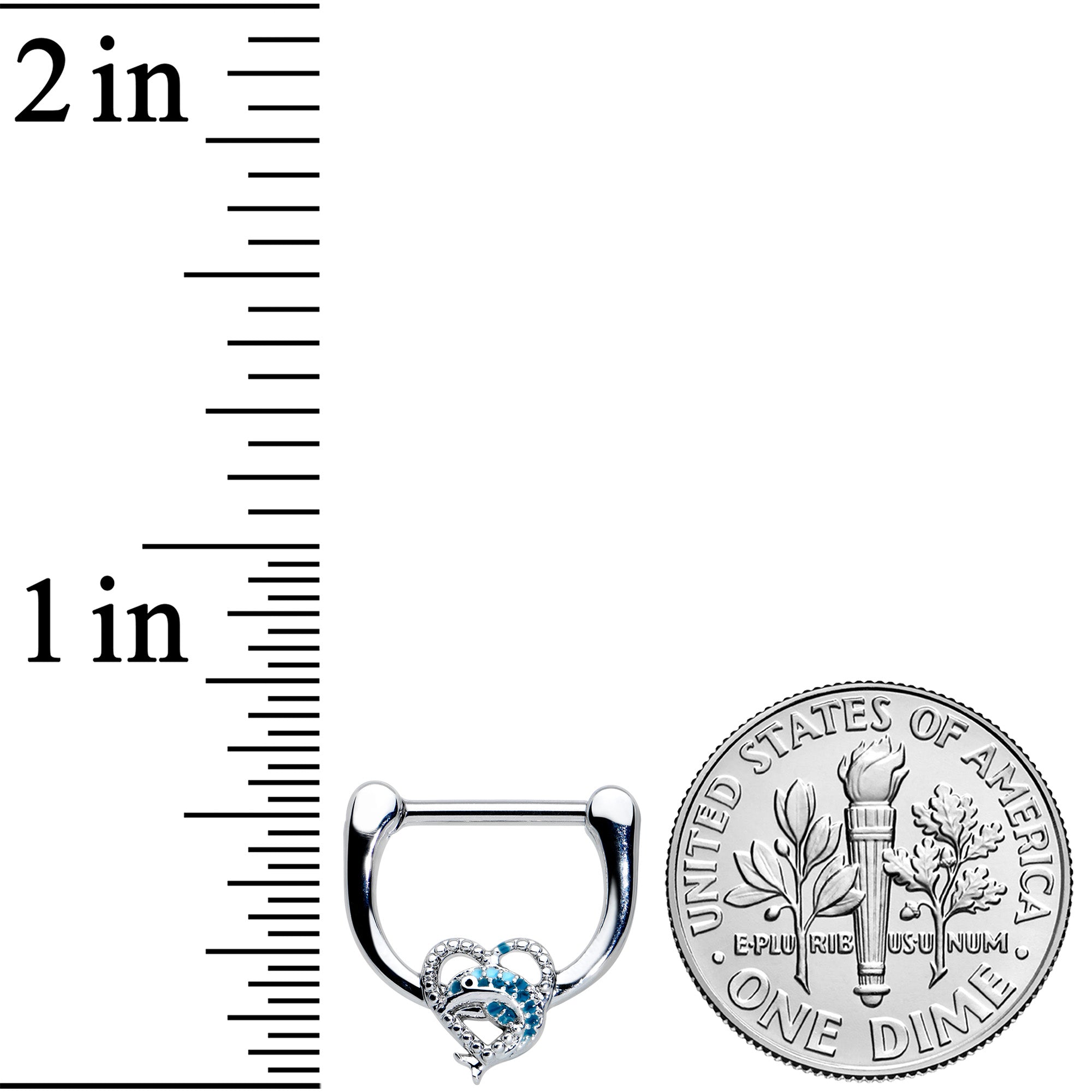 16G 5/16 Textured Blue Dolphin Heart Cartilage Clicker