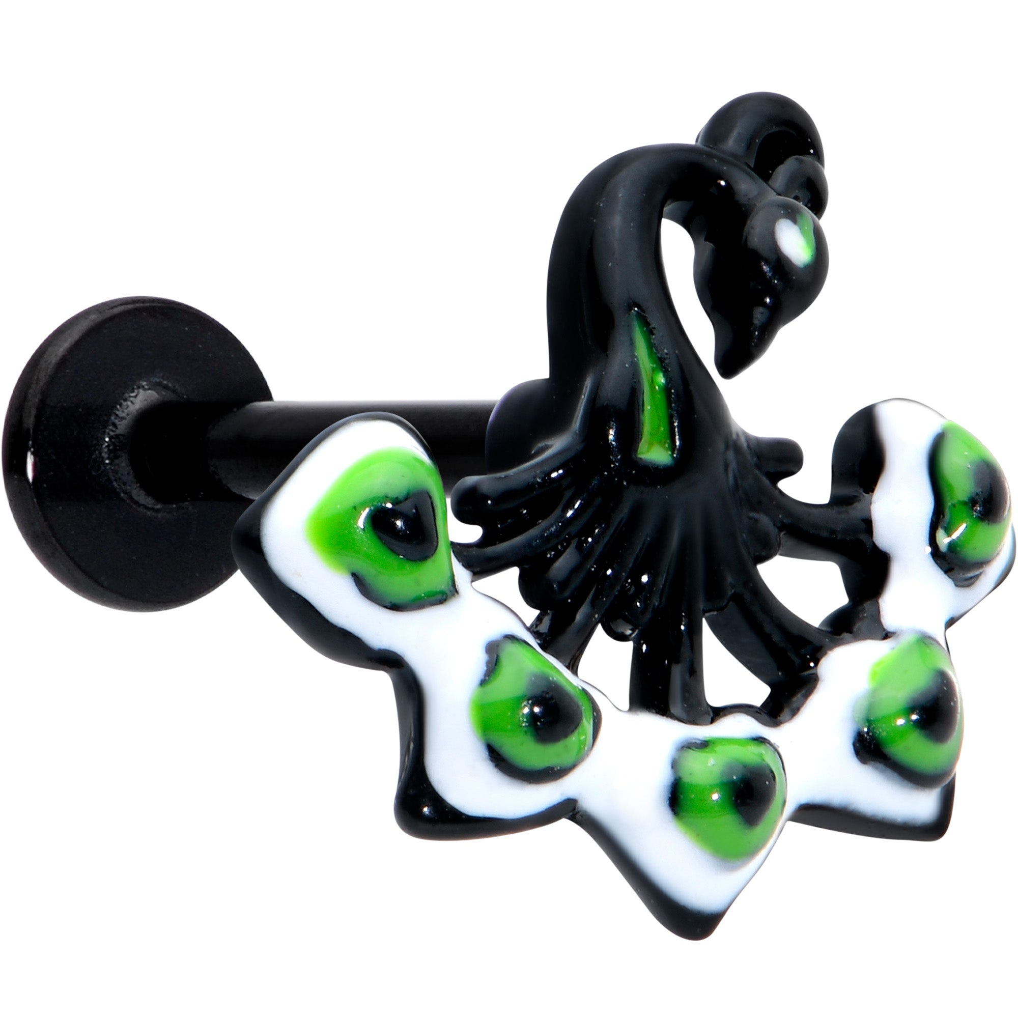 16G 5/16 Black Green Perfect Peacock Labret Monroe Tragus