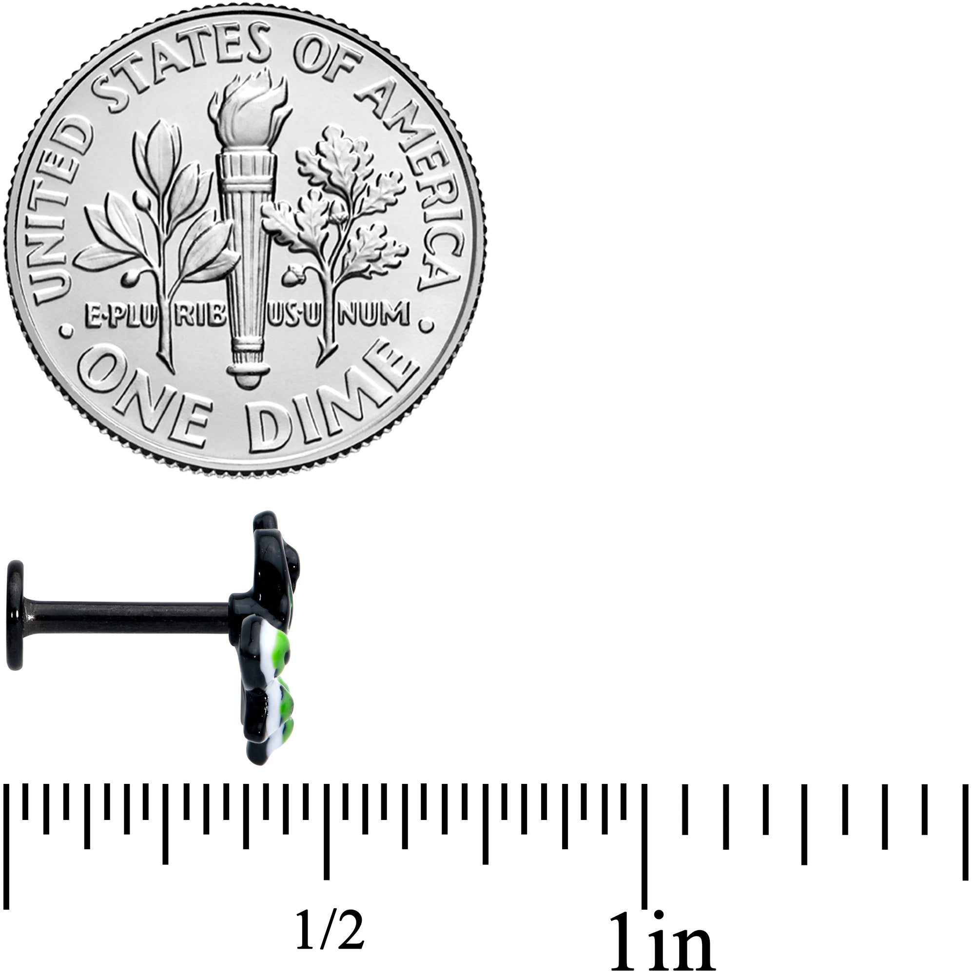 16G 5/16 Black Green Perfect Peacock Labret Monroe Tragus