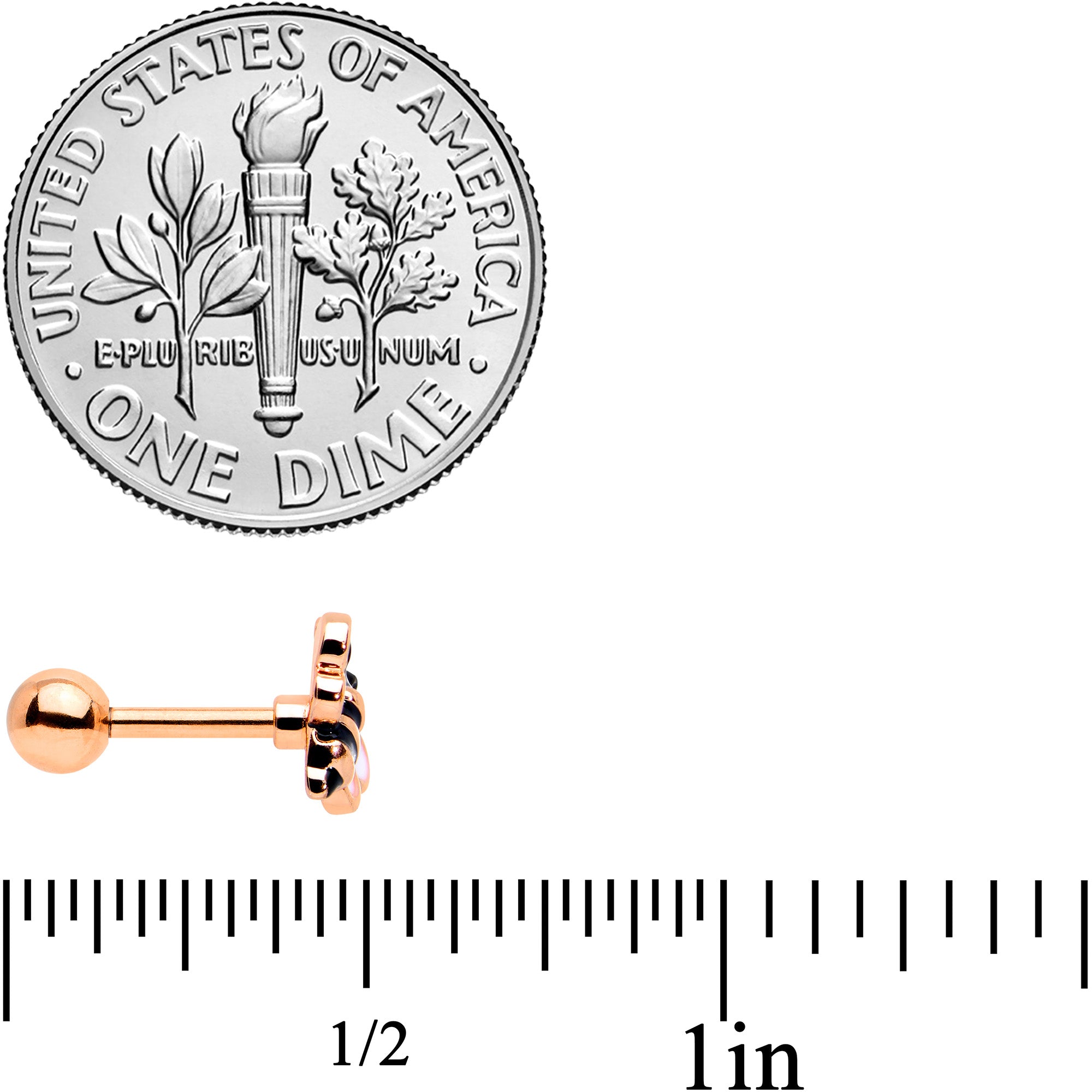 16G 1/4 Rose Gold Tone Bee Smile Flower Cartilage Tragus Set of 3