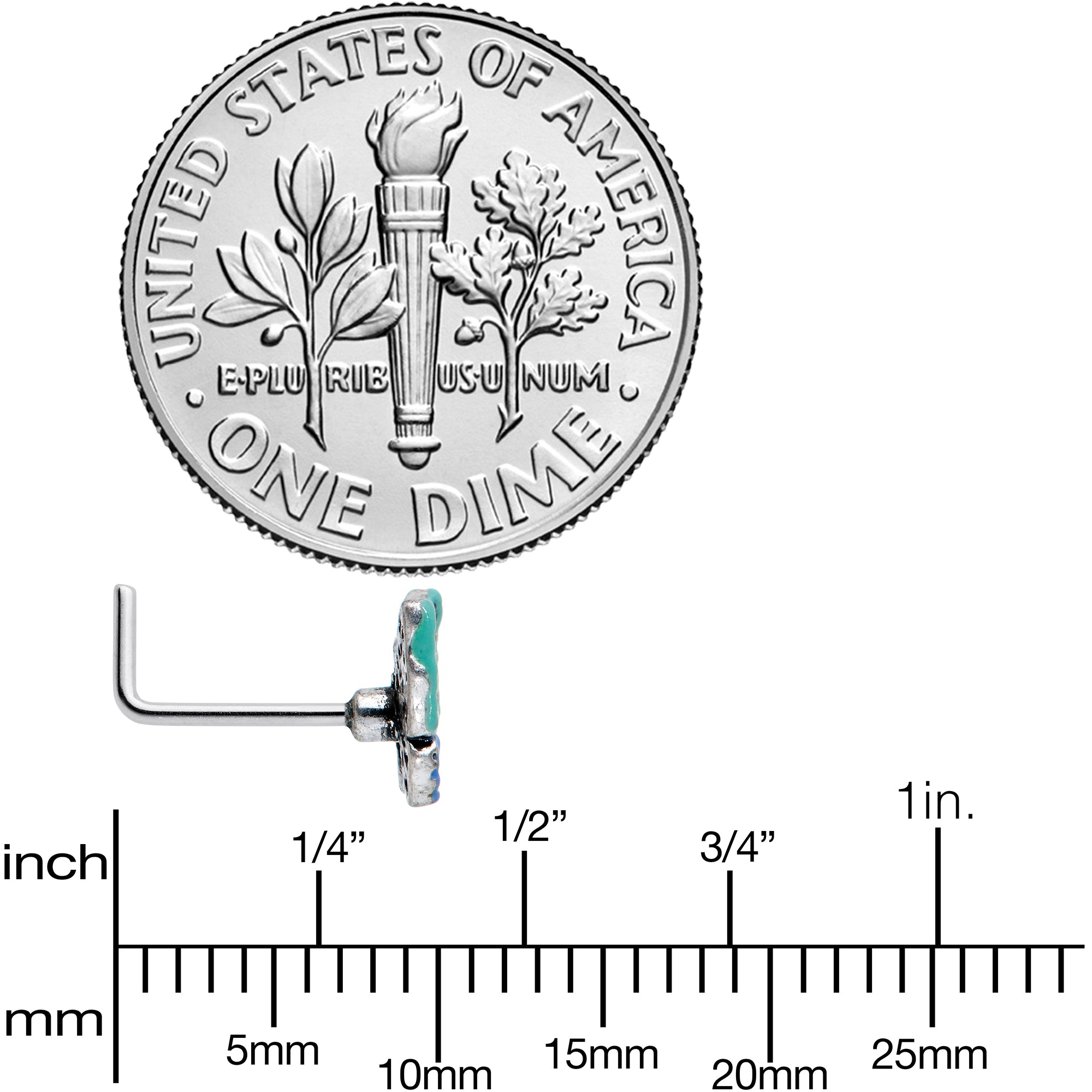 20G 7mm Aurora Gem Colorful Glam Butterfly L Shape Nose Ring