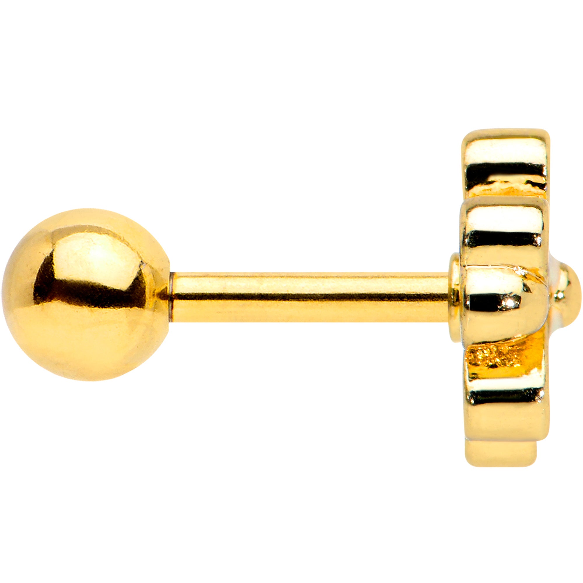 16G 1/4 Gold Tone White Texture Daisy Flower Cartilage Tragus