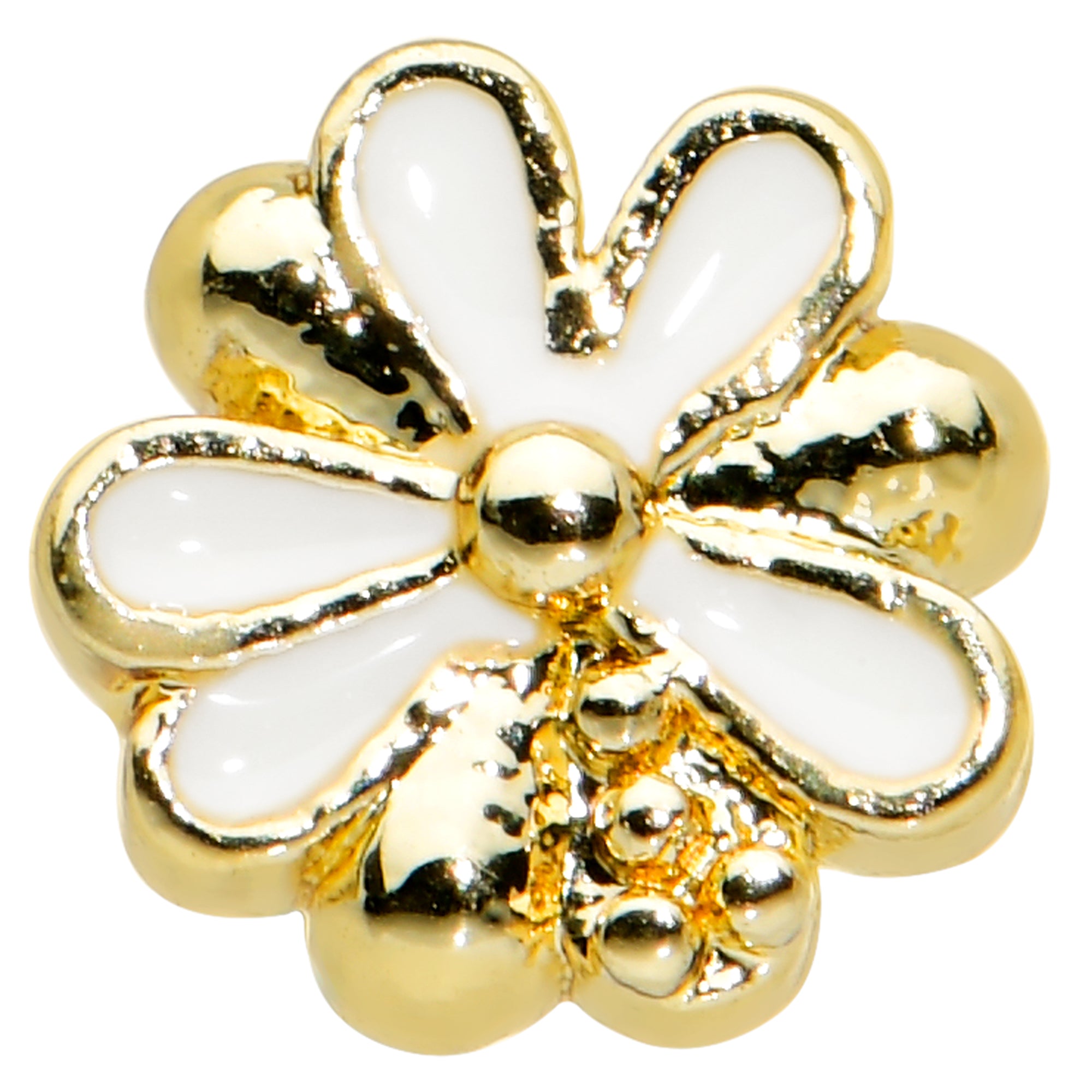 20G 1/4 Gold Tone White Texture Daisy Flower Nose Bone