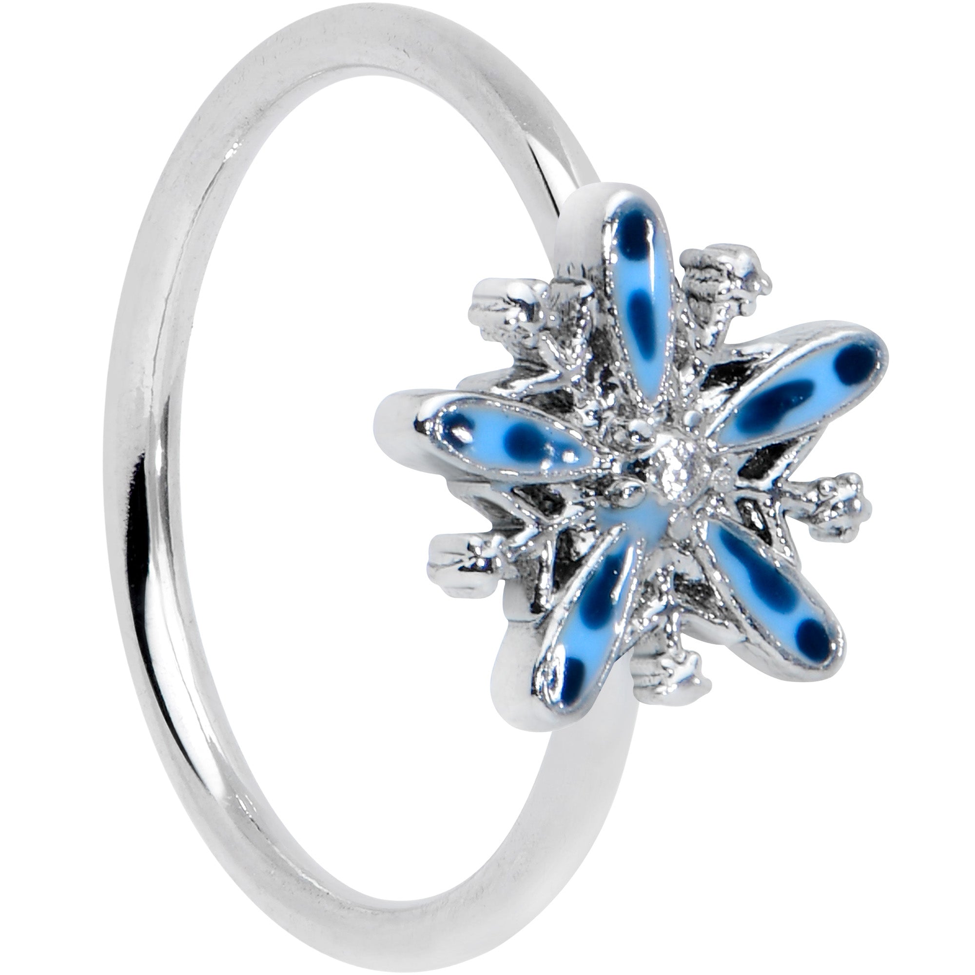20G 5/16 Snowflake Blues Christmas Nose Hoop