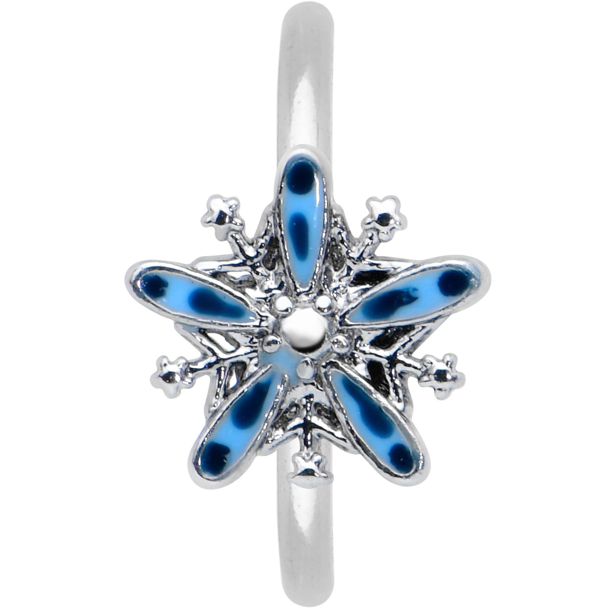20G 5/16 Snowflake Blues Christmas Nose Hoop
