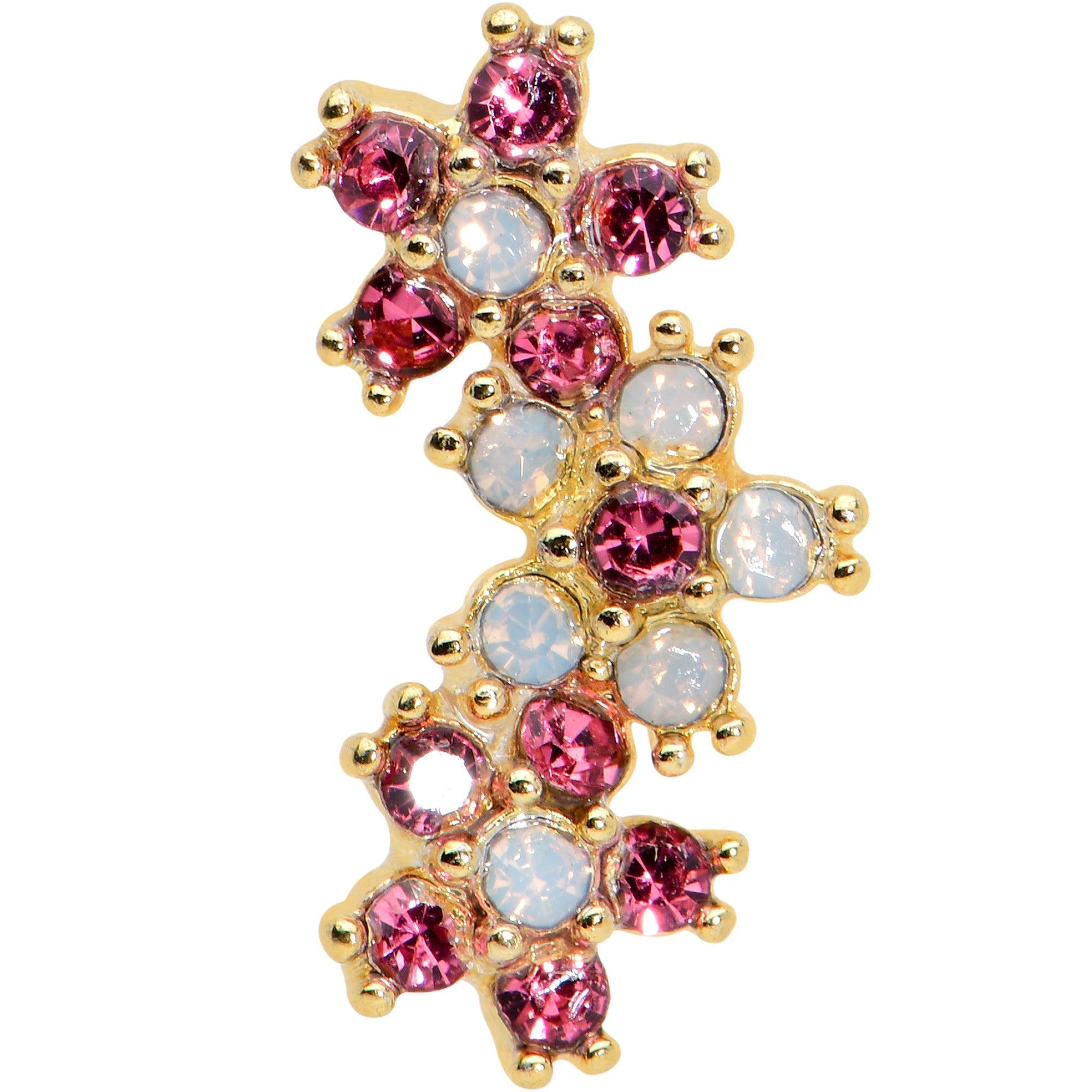 16G 1/4 White Faux Opal Gold Tone Bunch Flowers Cartilage Tragus