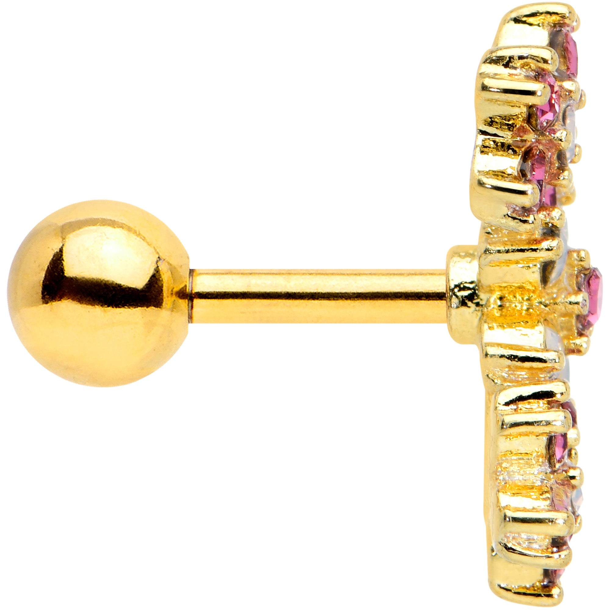 16G 1/4 White Faux Opal Gold Tone Bunch Flowers Cartilage Tragus