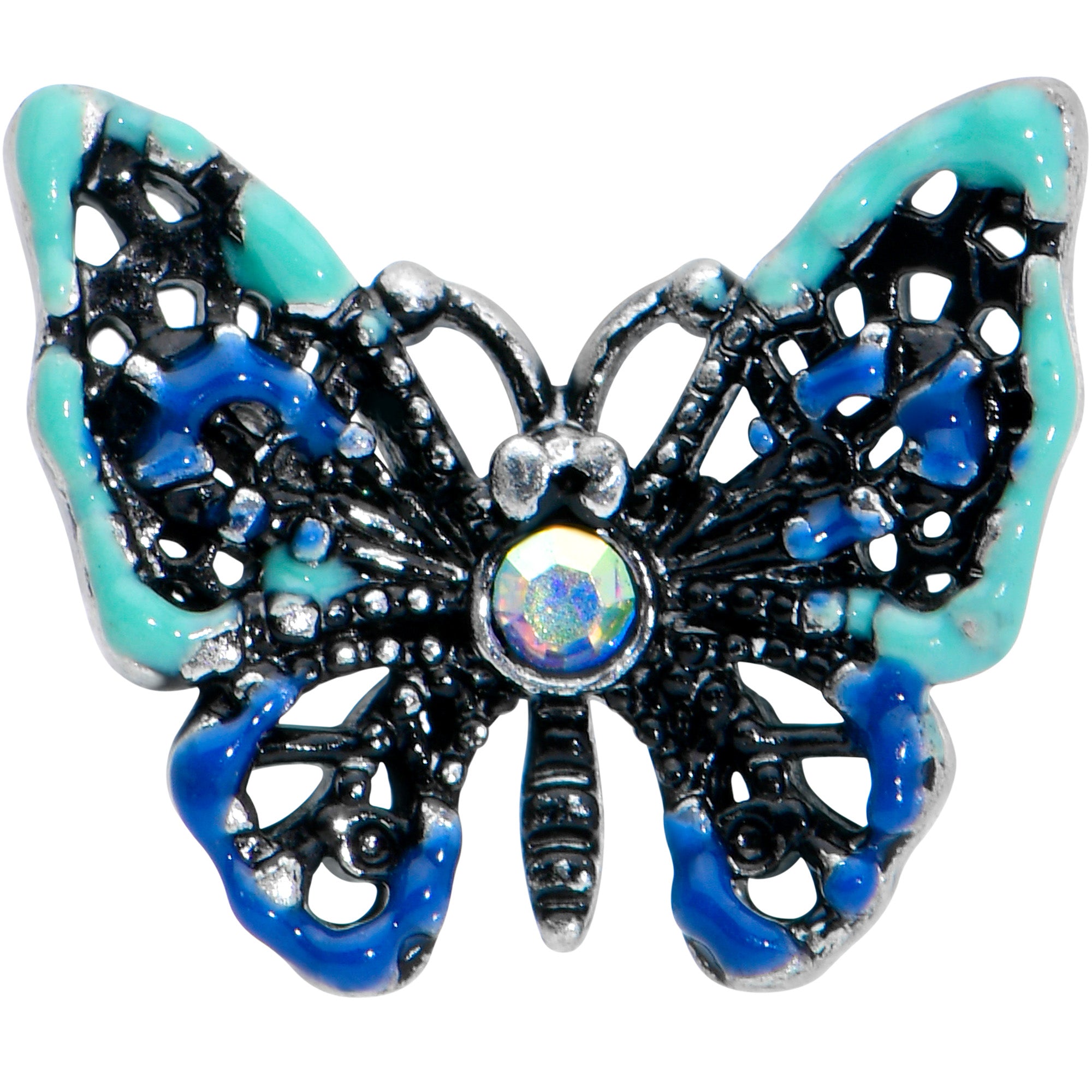 16G 5/16 Aurora Gem Colorful Glam Butterfly Labret Monroe Tragus