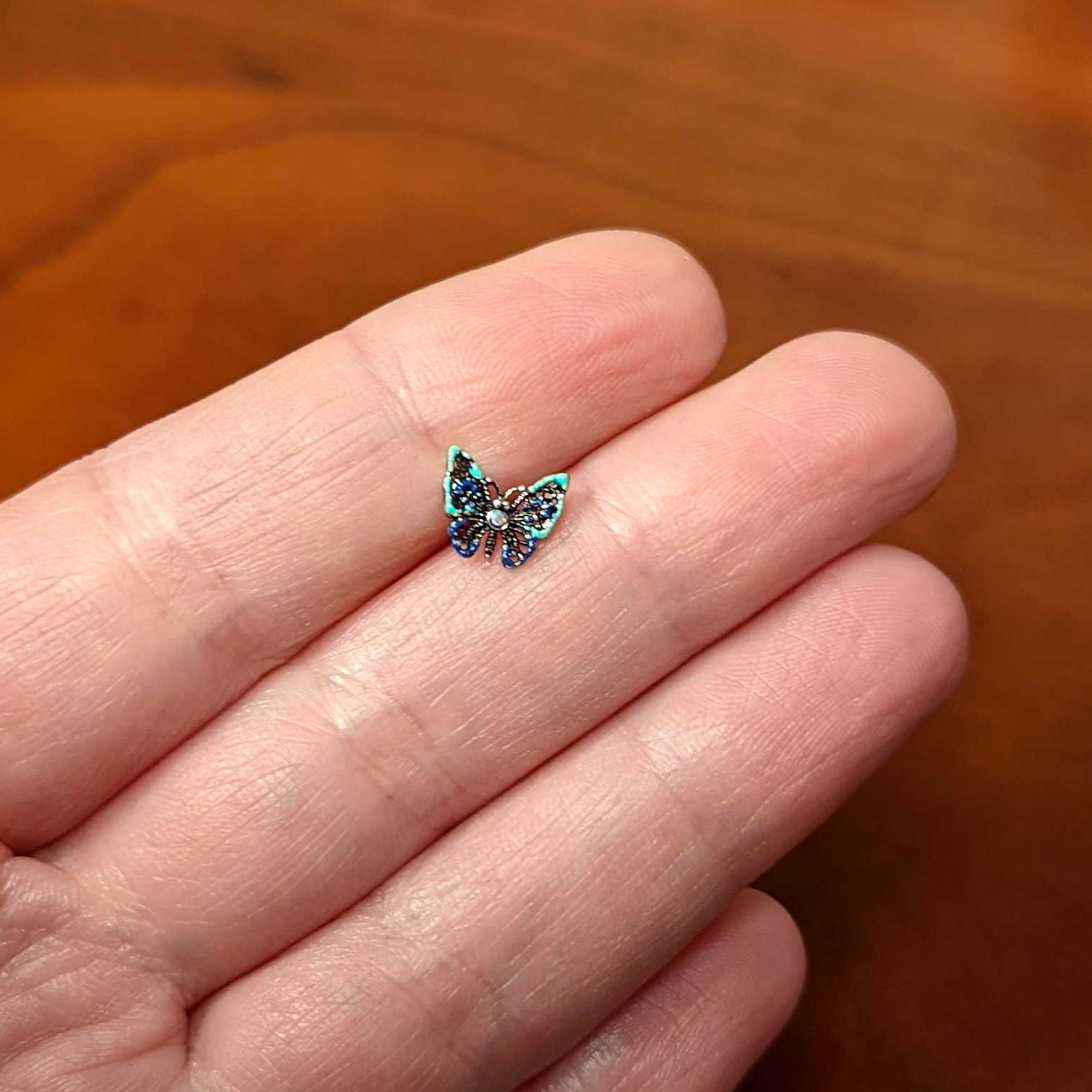 16G 5/16 Aurora Gem Colorful Glam Butterfly Labret Monroe Tragus