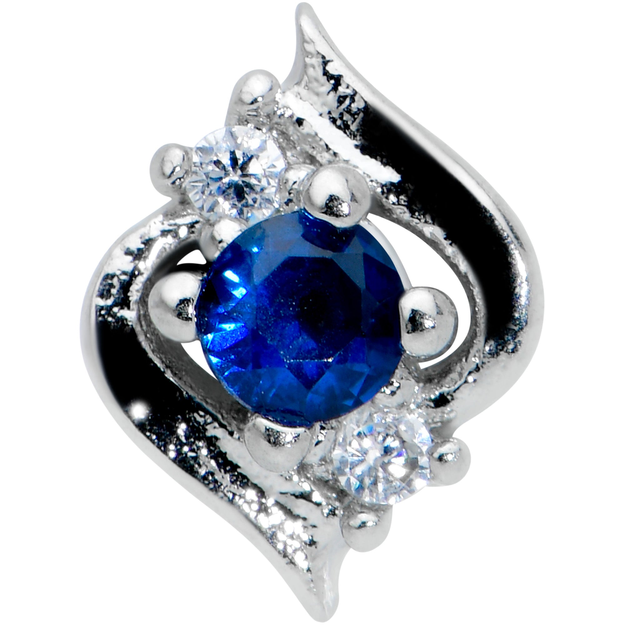 16G 5/16 Clear Blue Gem Oval Swirl Labret Monroe Tragus