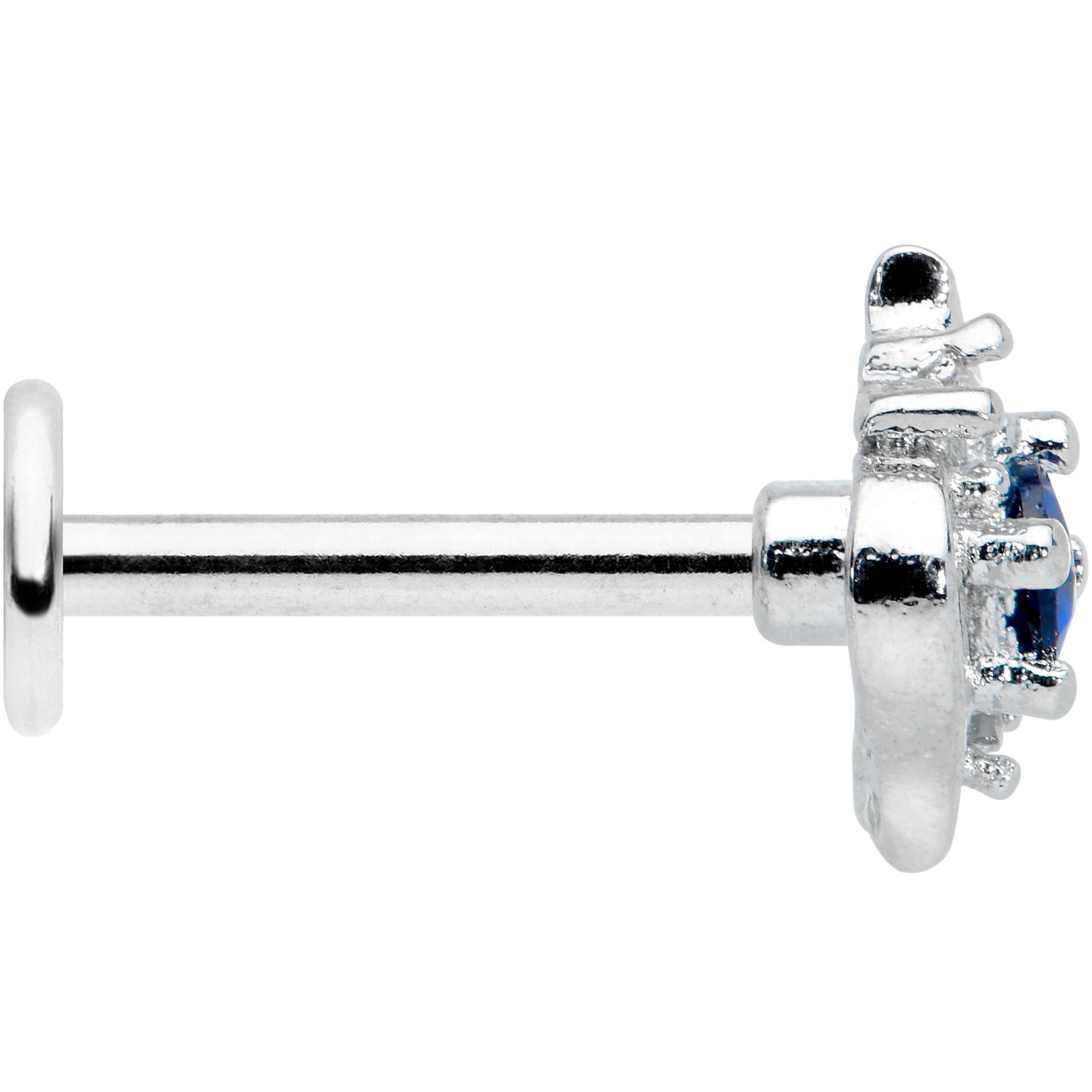 16G 5/16 Clear Blue Gem Oval Swirl Labret Monroe Tragus