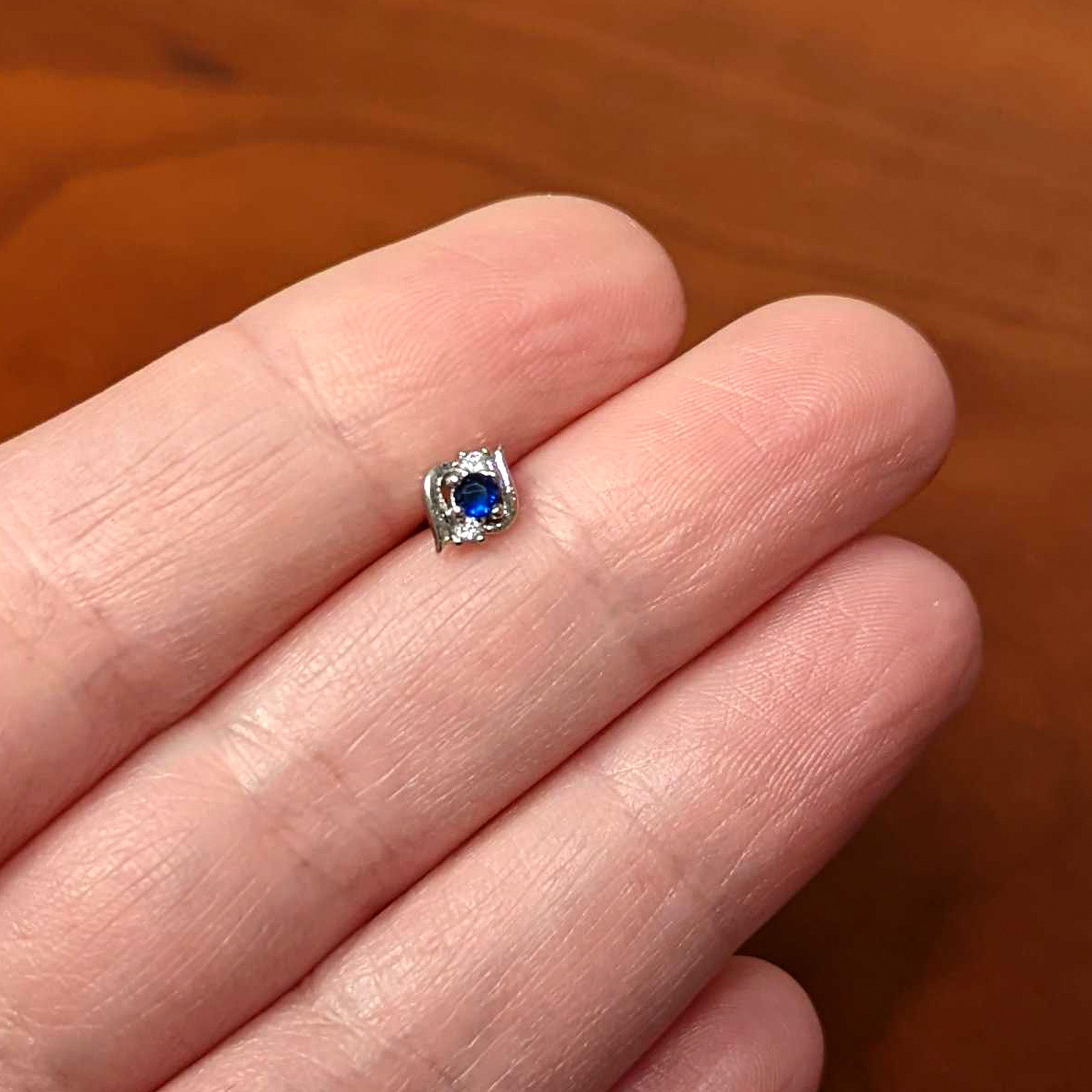 16G 5/16 Clear Blue Gem Oval Swirl Labret Monroe Tragus