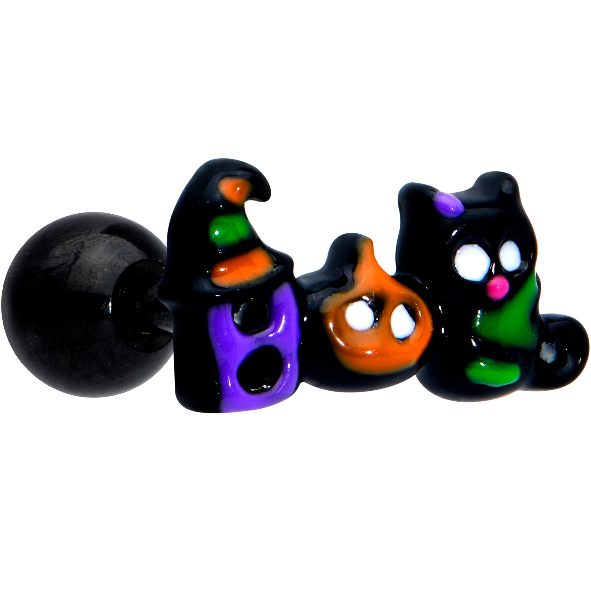 16G 1/4 Black Boo Party Halloween Cartilage Tragus Earring