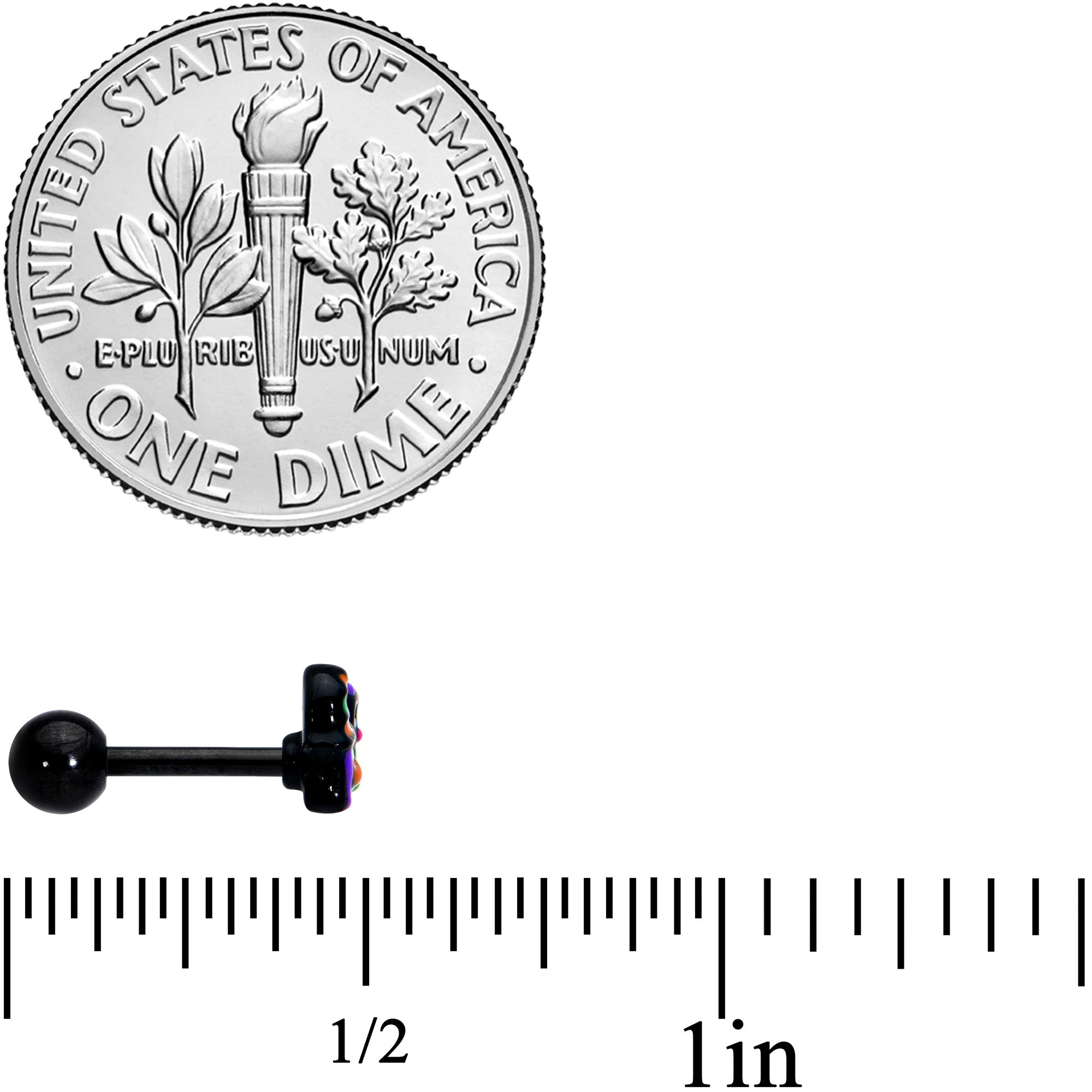 16G 1/4 Black Boo Party Halloween Cartilage Tragus Earring