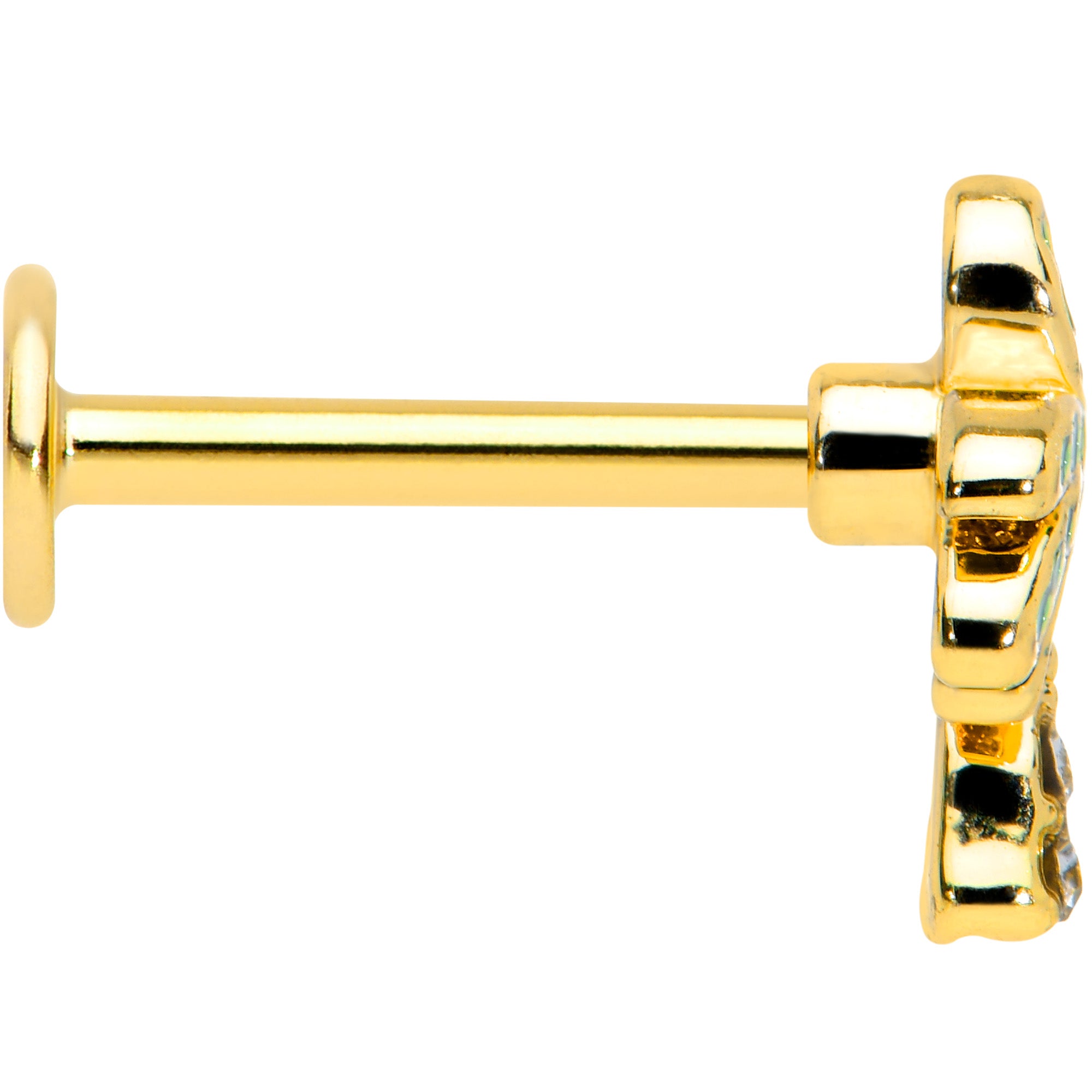 16G 5/16 Clear Gem Gold Tone Retro Palm Tree Labret Monroe Tragus