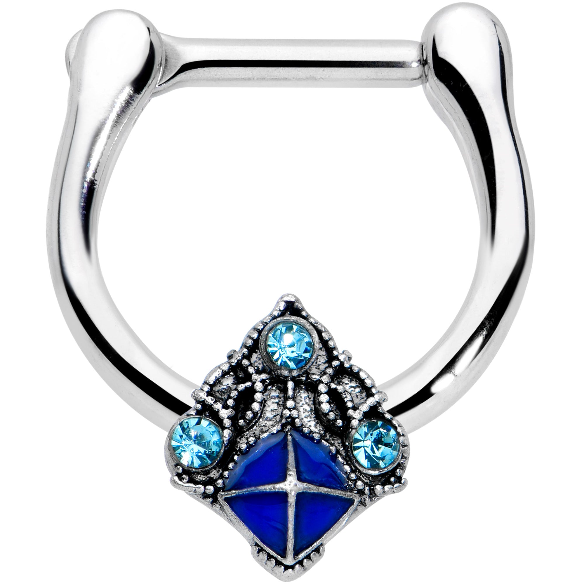 16G 5/16 Blue Gem Rococo Blue Cartilage Clicker