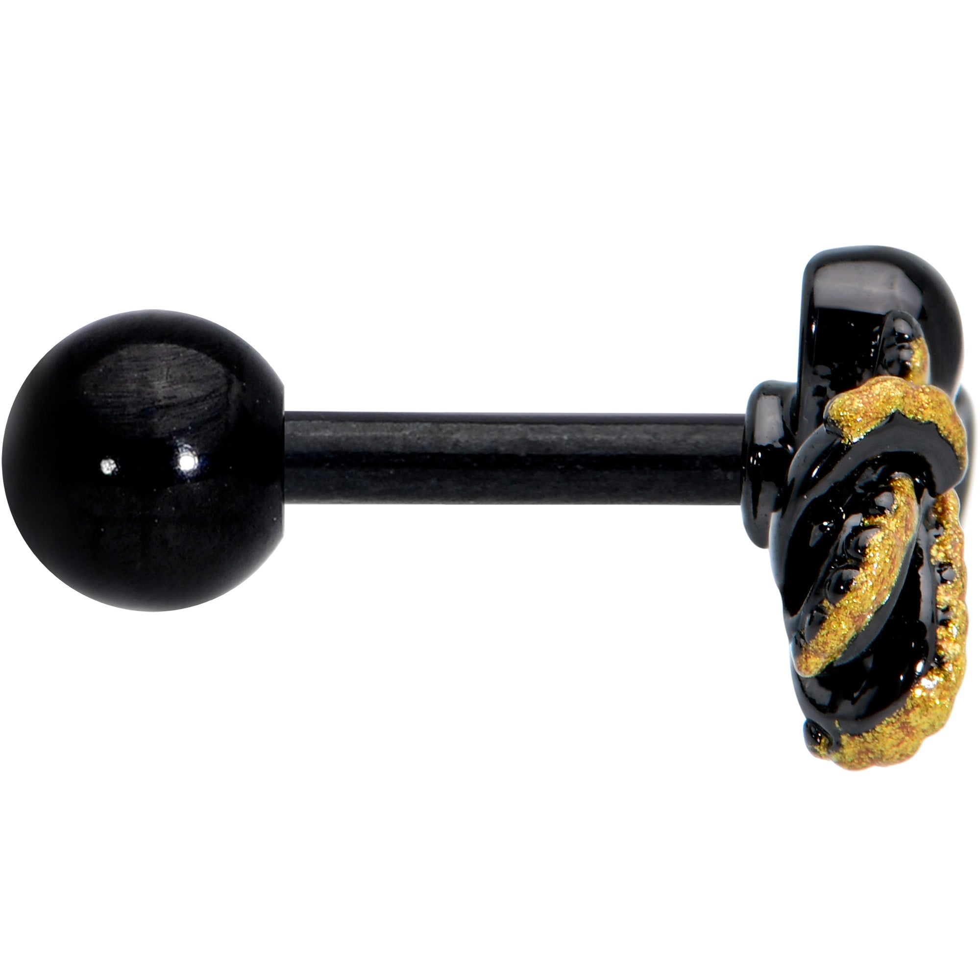 16G 1/4 Black Understated Octopus Cartilage Tragus Earring