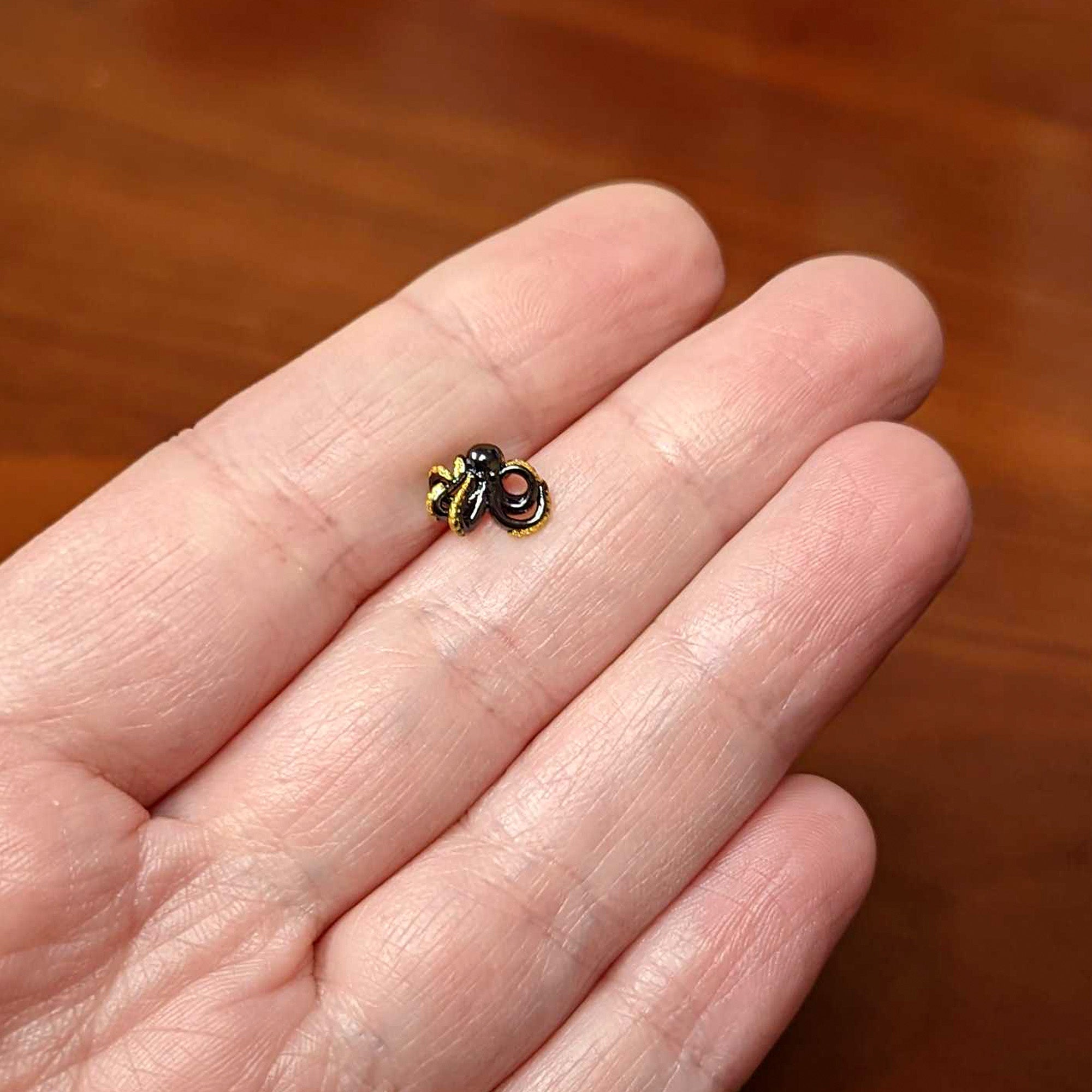 16G 1/4 Black Understated Octopus Cartilage Tragus Earring