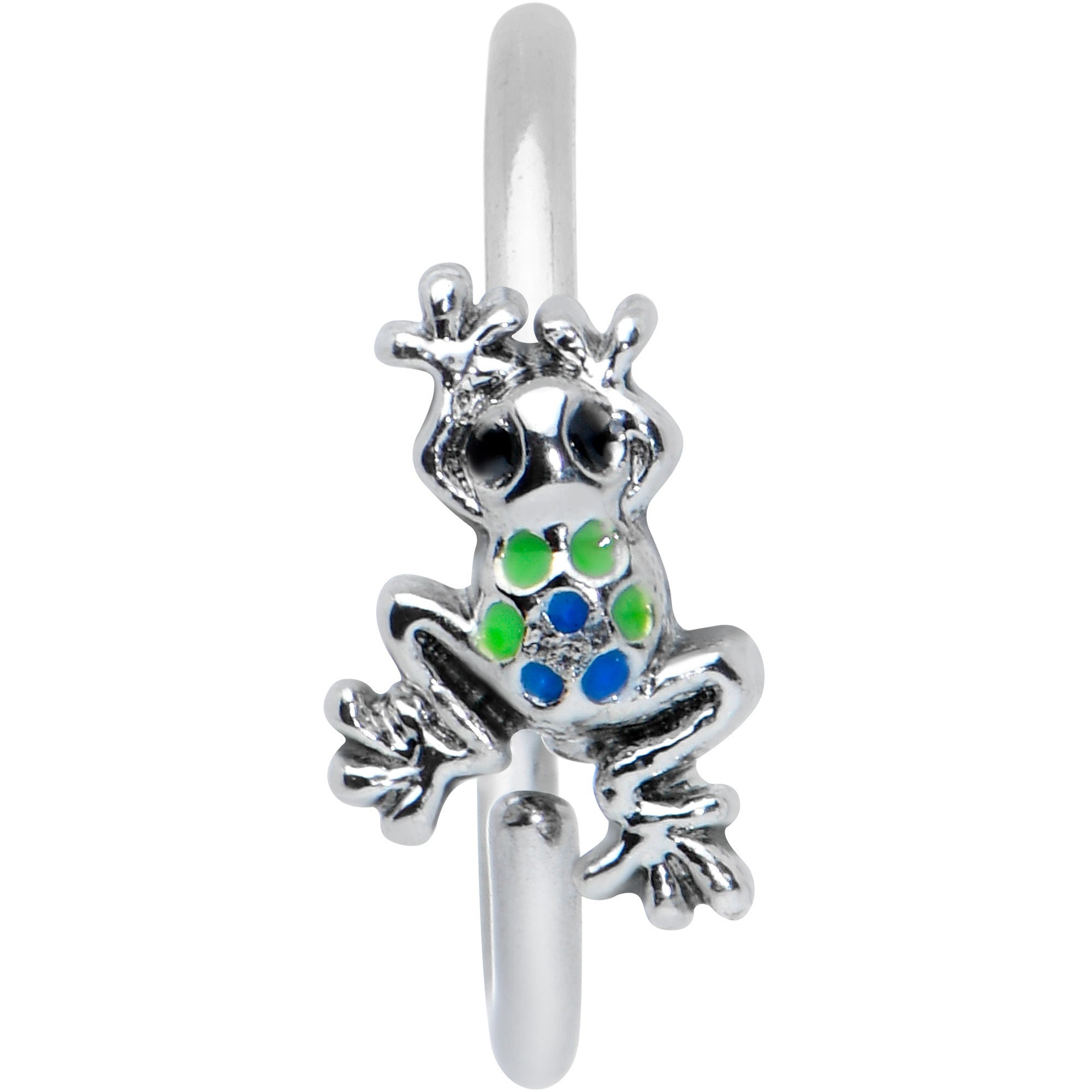 20G 5/16 Black Gem Polka Dot Blue Green Frog Nose Hoop