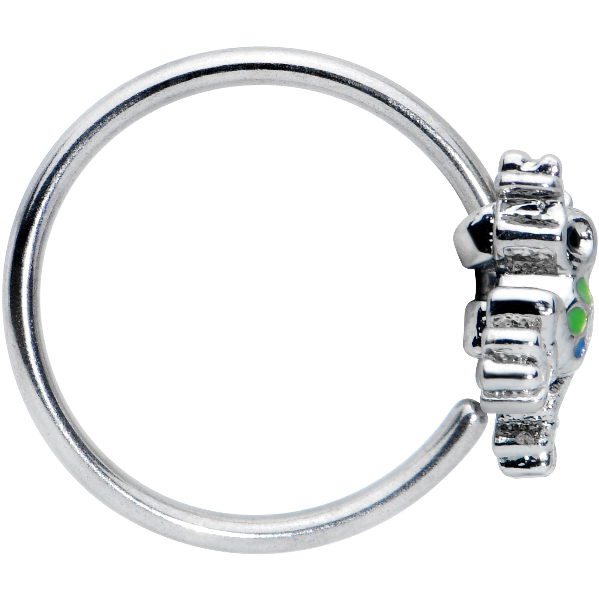 20G 5/16 Black Gem Polka Dot Blue Green Frog Nose Hoop