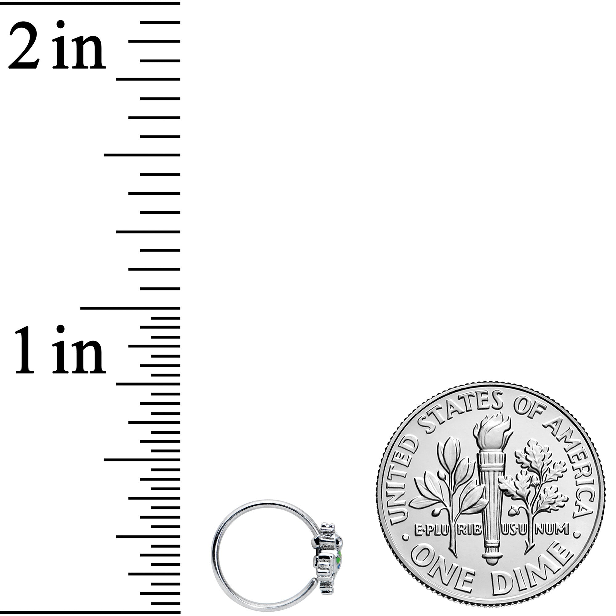 20G 5/16 Black Gem Polka Dot Blue Green Frog Nose Hoop