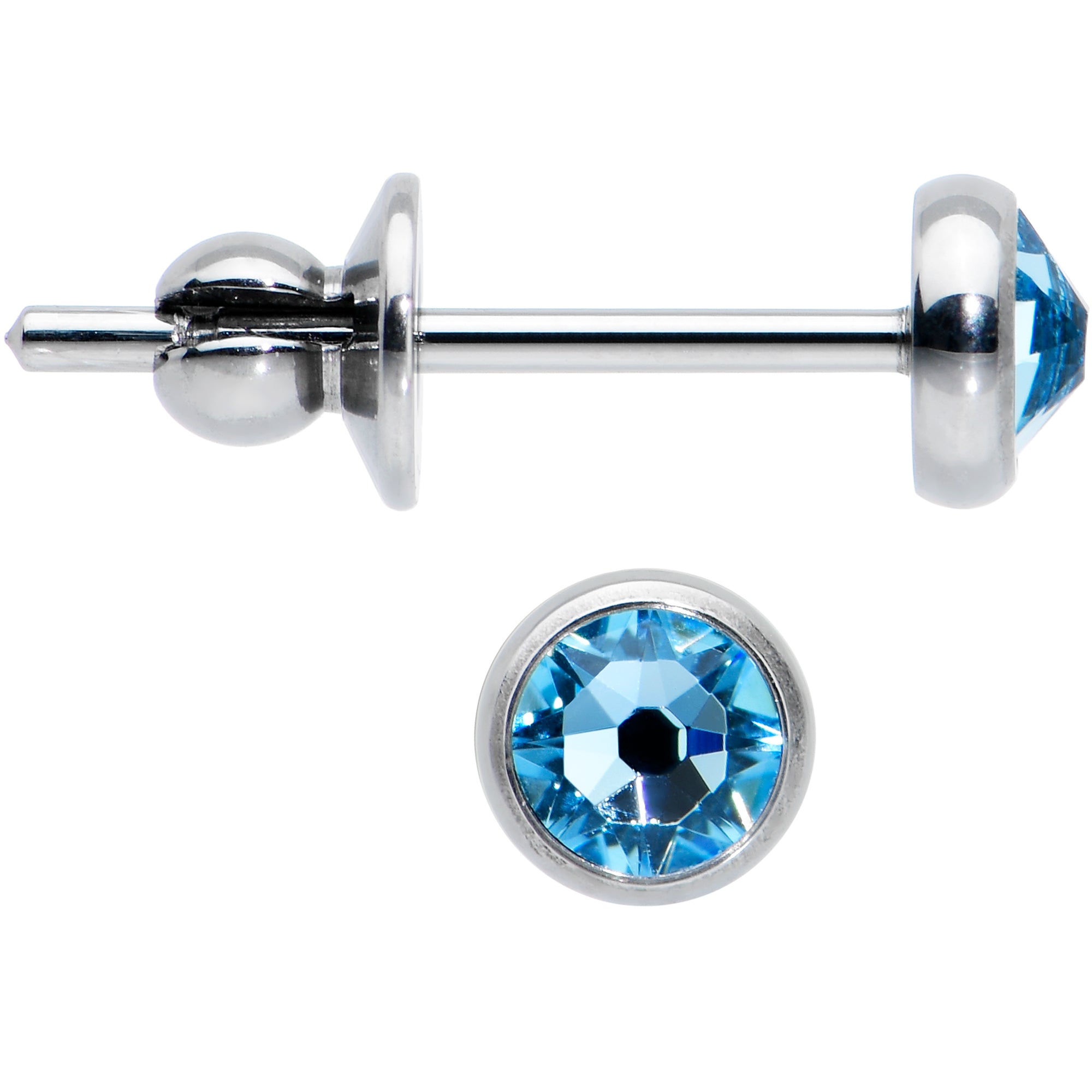 20G Blue Gem ASTM F-136 Implant Grade Titanium Post 4mm Bezel Stud Earrings