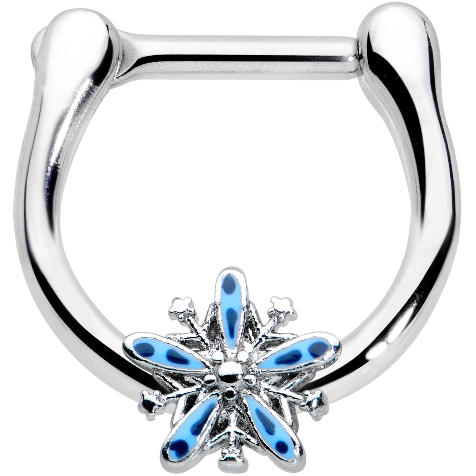 16G 5/16 Snowflake Blues Christmas Cartilage Clicker