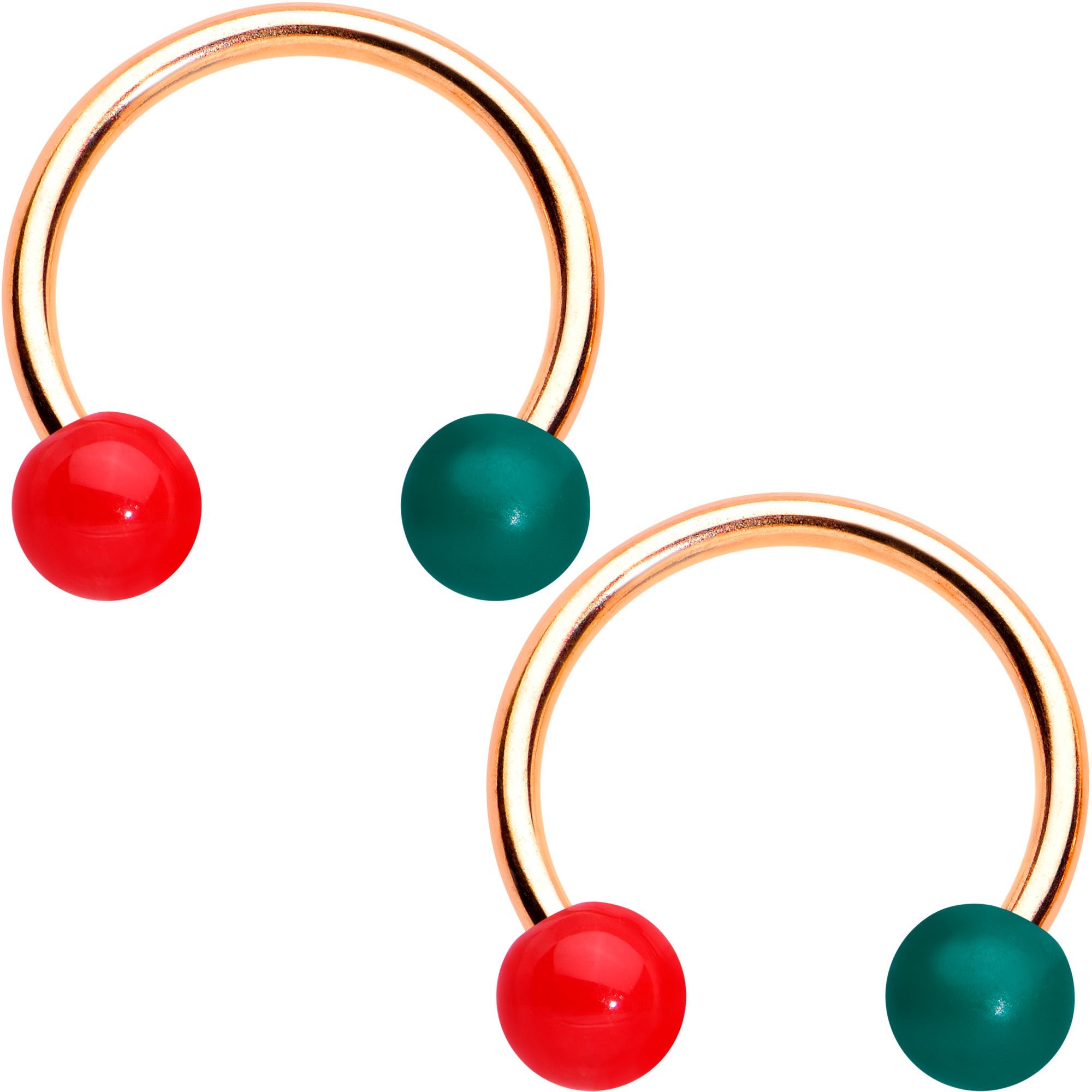 16G 3/8 Rose Gold Tone Snowman Christmas BCR Horseshoe Set of 4