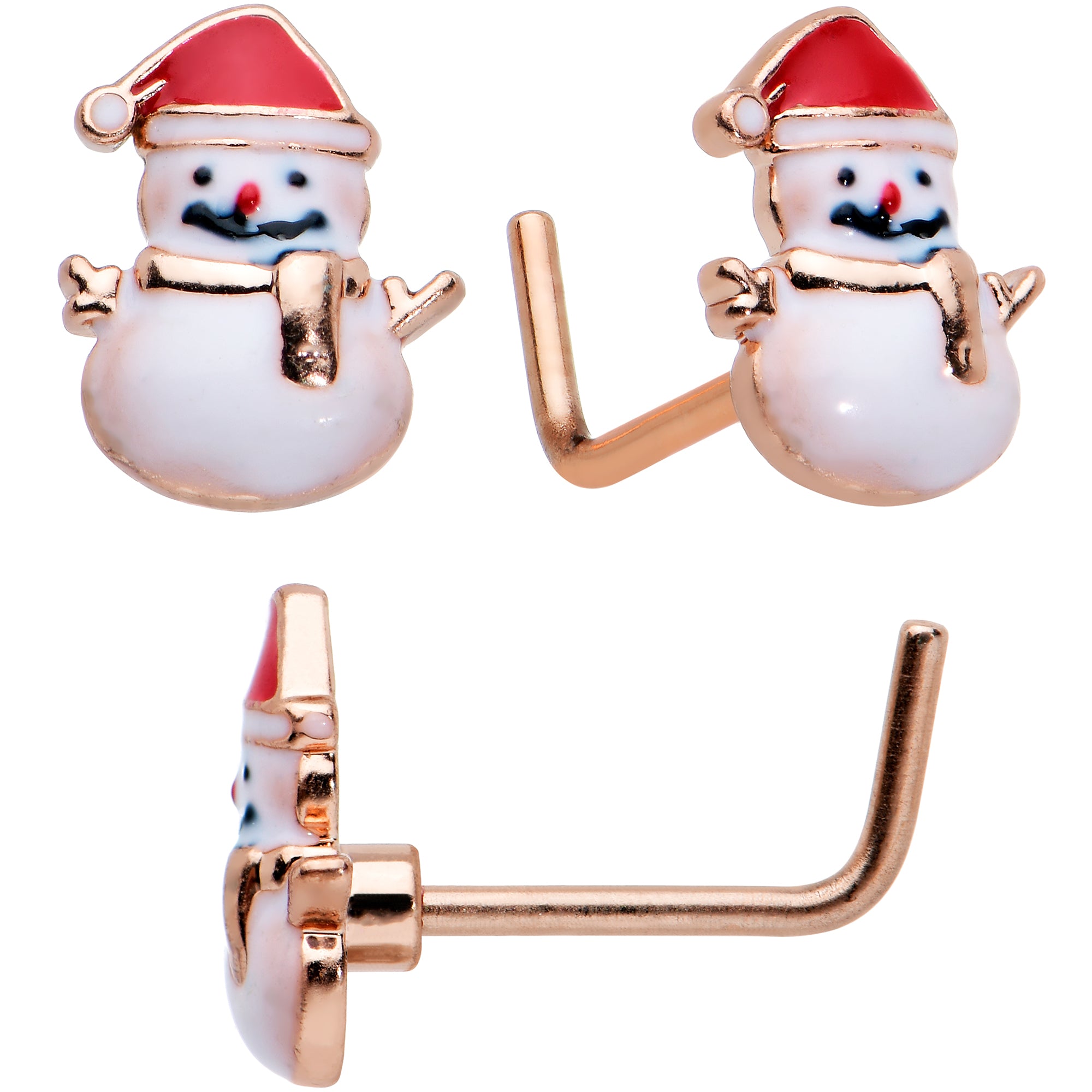 20G 1/4 5/16 Red Gem Rosy Tone Christmas Nose Bone Hoop Set of 4