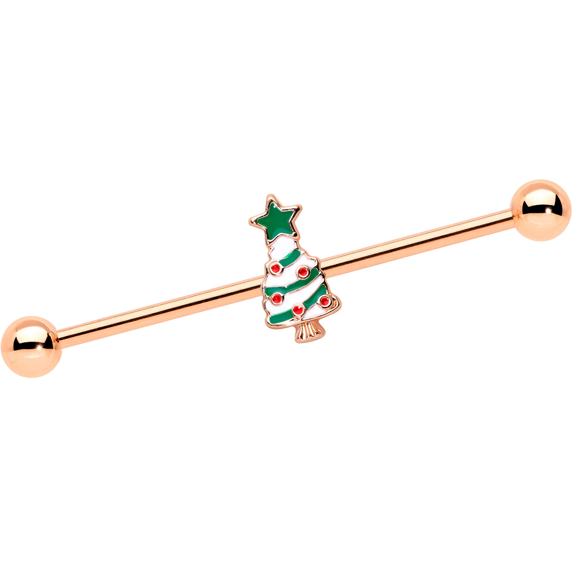 14G Red Gem Snowman Christmas Industrial Barbell 38mm Set of 2