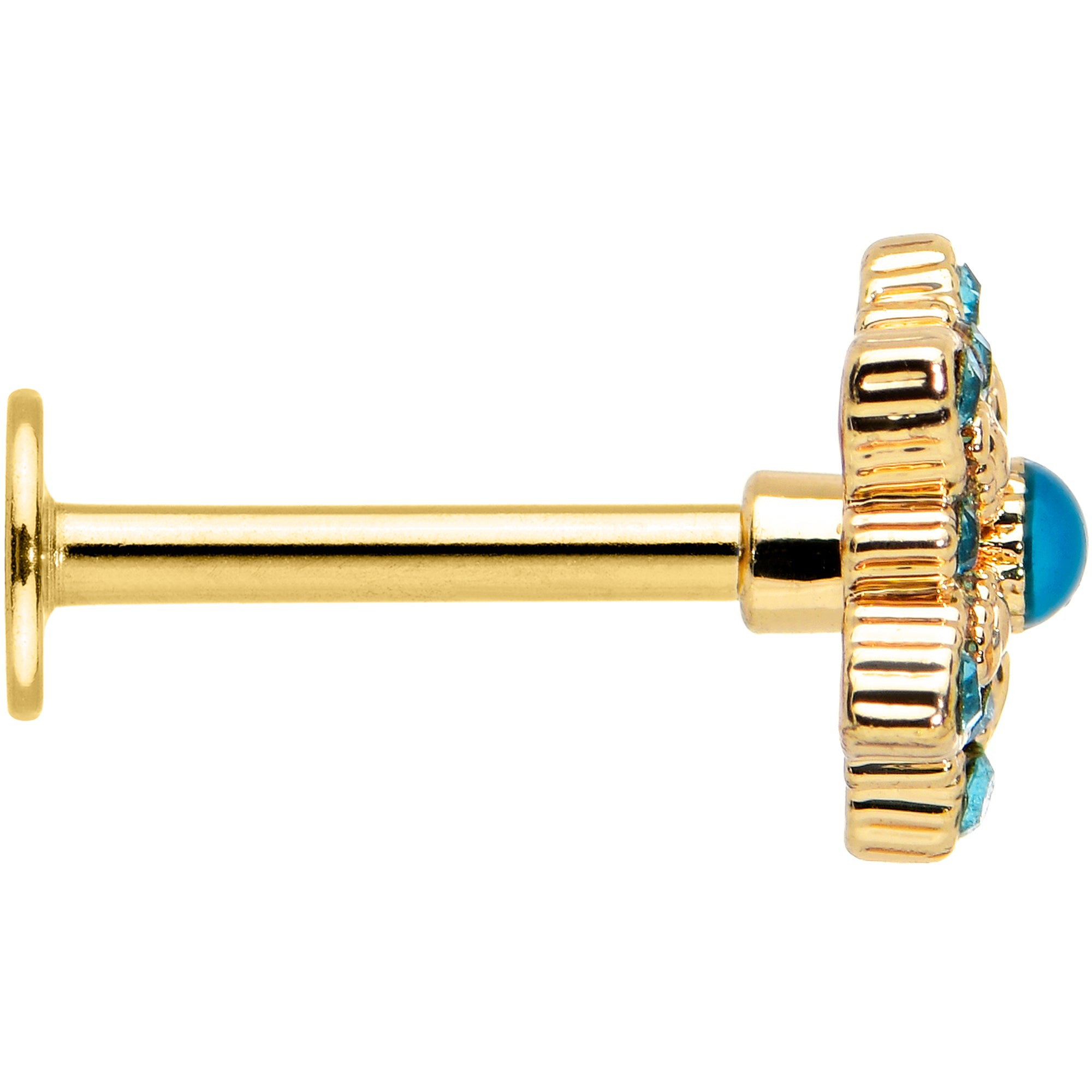 16G 5/16 Aqua Gem Gold Tone Snowflake Christmas Labret Tragus