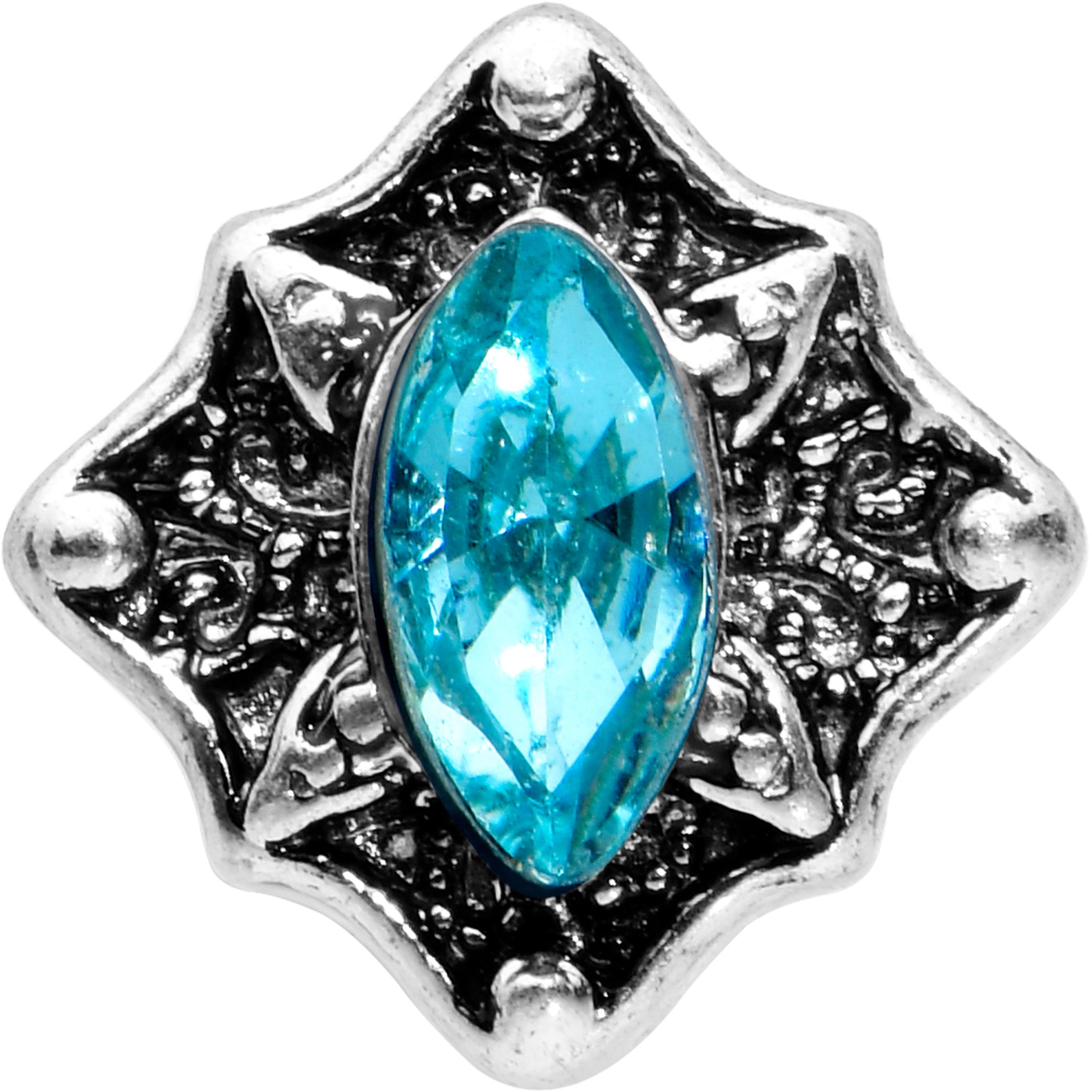 20G 1/4 Blue Gem Rhombus Retro Nose Bone